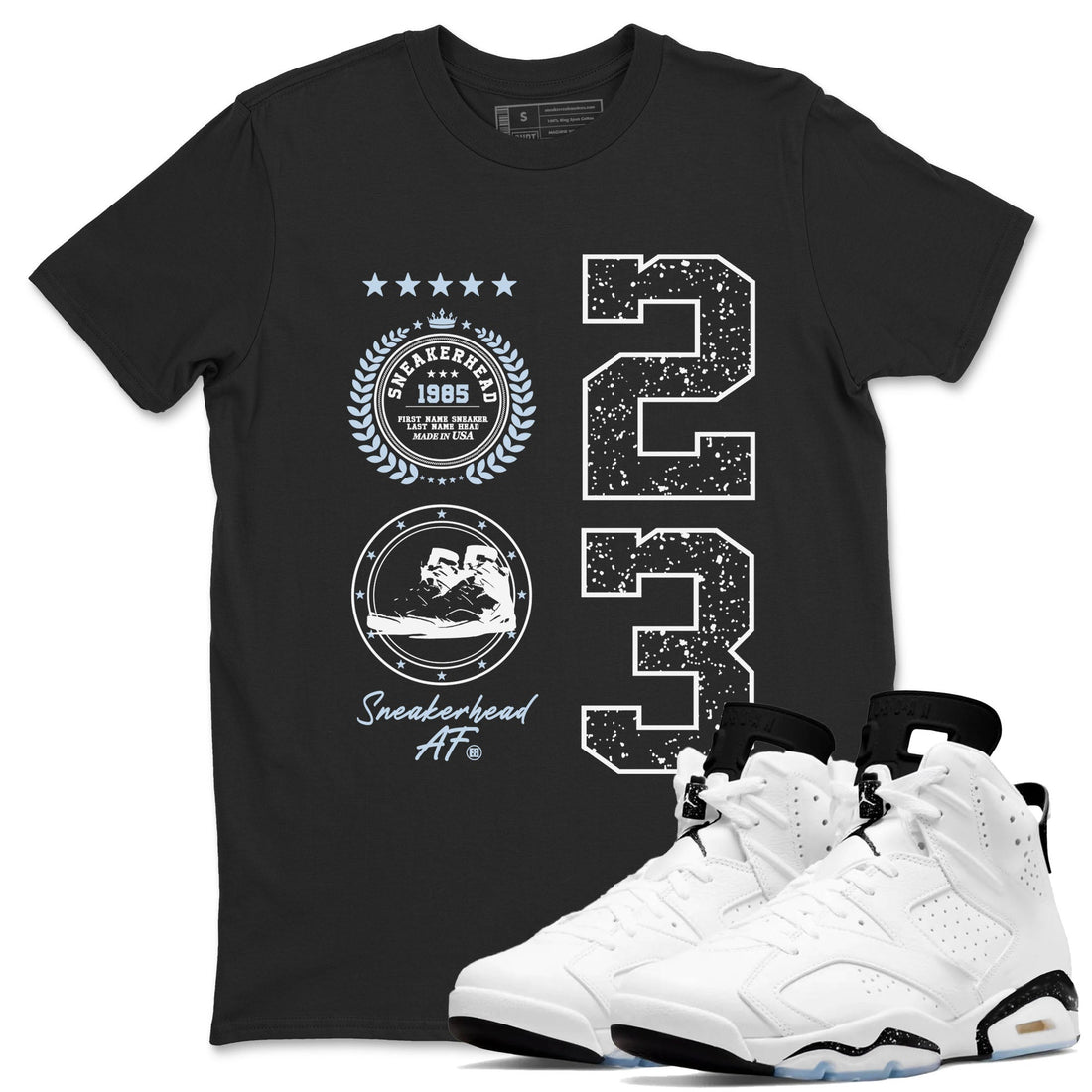 Sneaker Emblem Sneaker Tees - Air Jordan 6 White Black