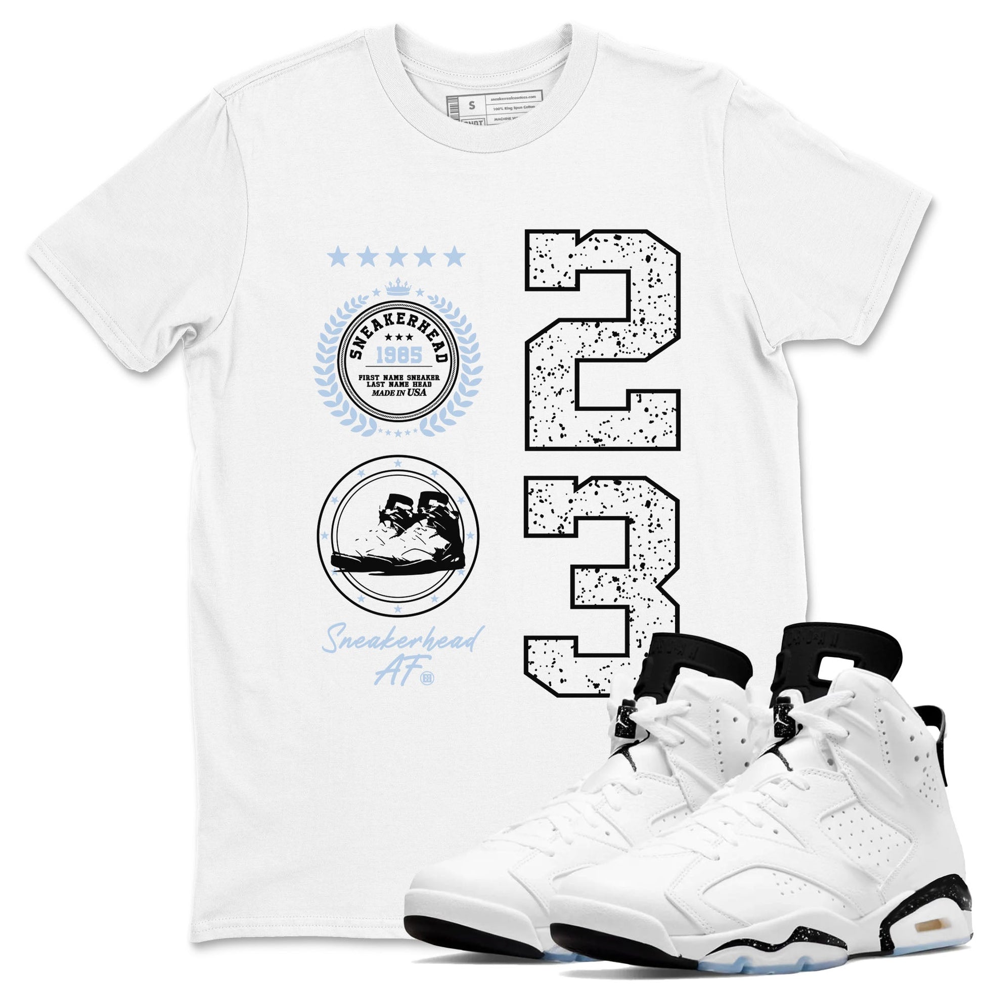 Sneaker Emblem Sneaker Tees - Air Jordan 6 White Black