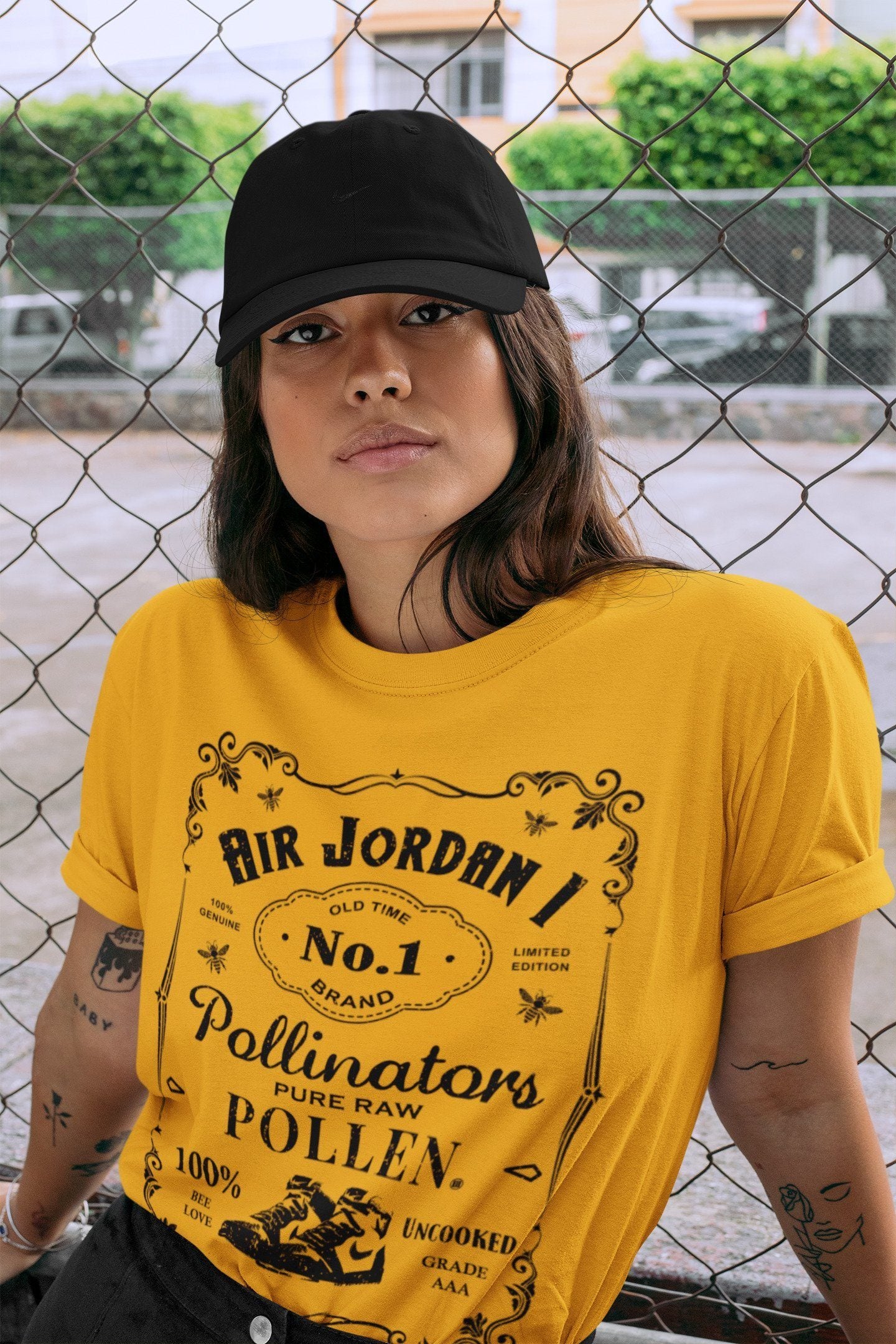 Sneaker Label Unisex Tops - Air Jordan 1 Pollen