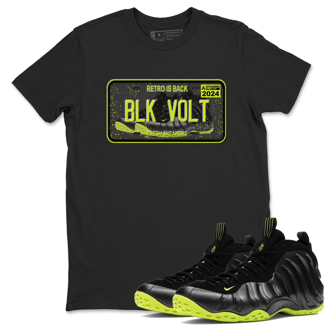 Sneaker Plate Sneaker Tees - Air Foamposite One Black Volt