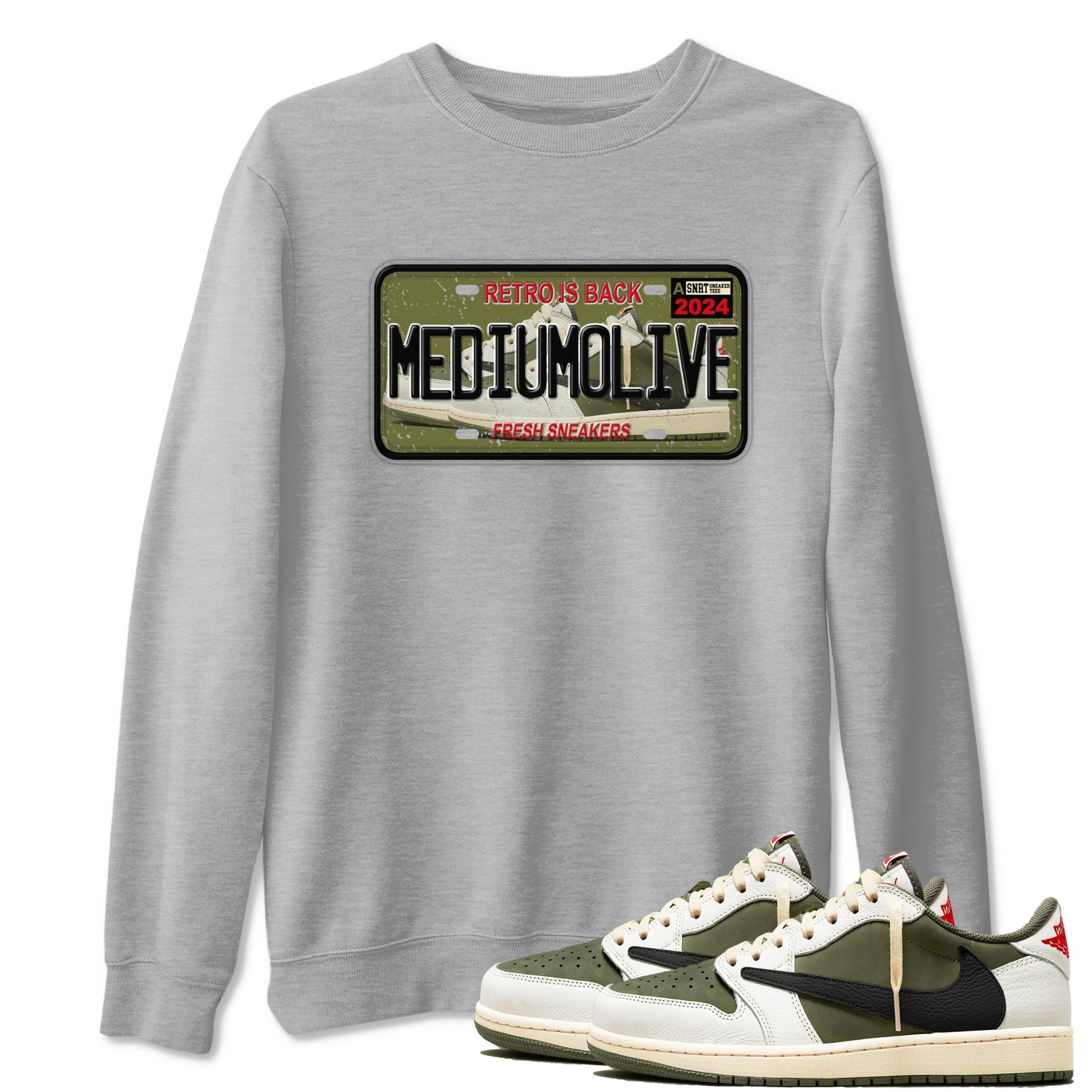 Sneaker Plate Sneaker Tees - Air Jordan 1 Travis Scott Medium Olive