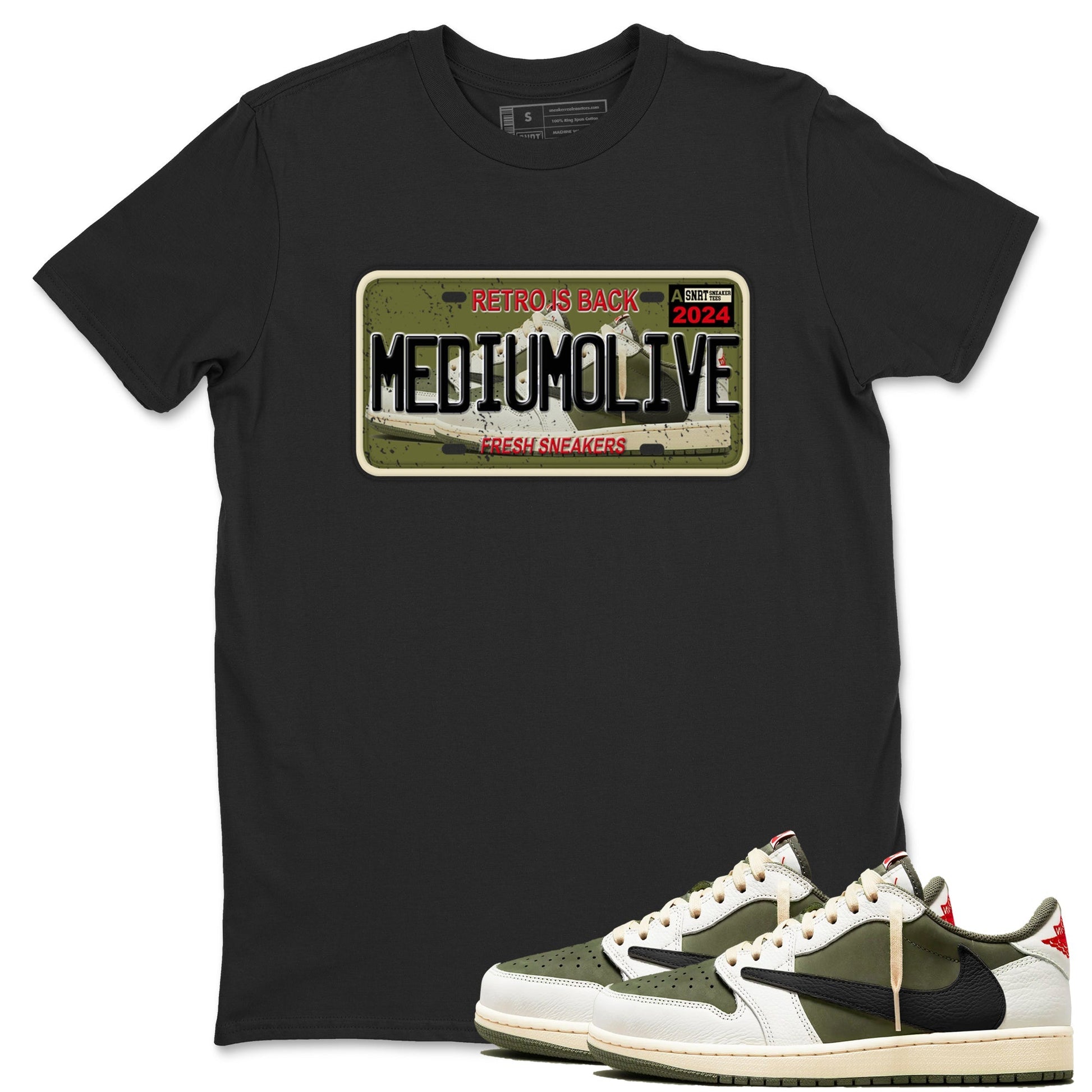 Sneaker Plate Sneaker Tees - Air Jordan 1 Travis Scott Medium Olive