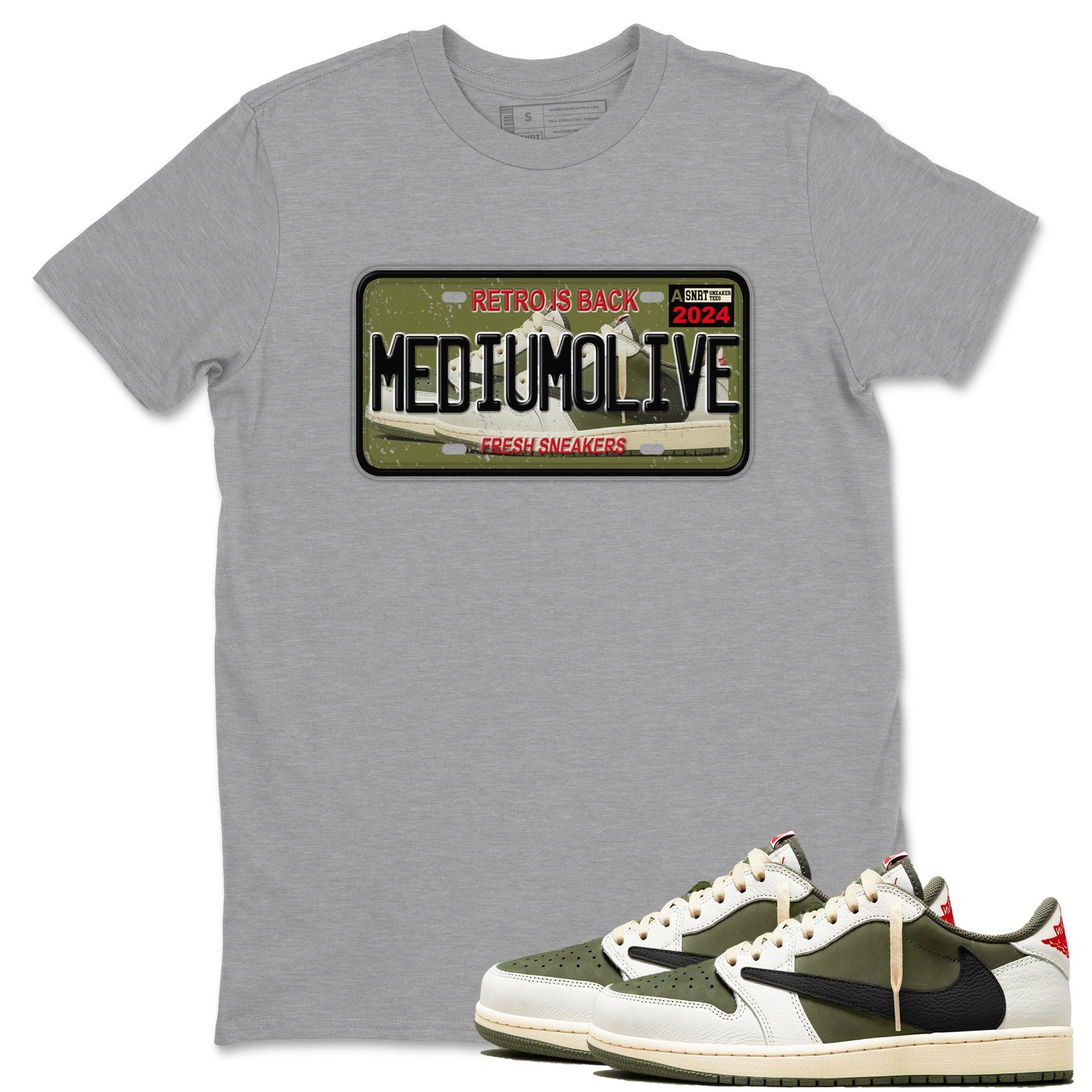 Sneaker Plate Sneaker Tees - Air Jordan 1 Travis Scott Medium Olive