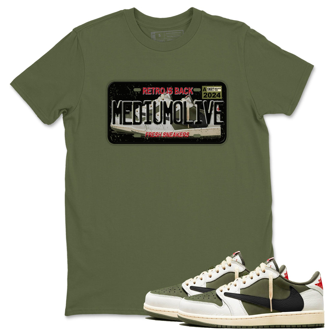 Sneaker Plate Sneaker Tees - Air Jordan 1 Travis Scott Medium Olive