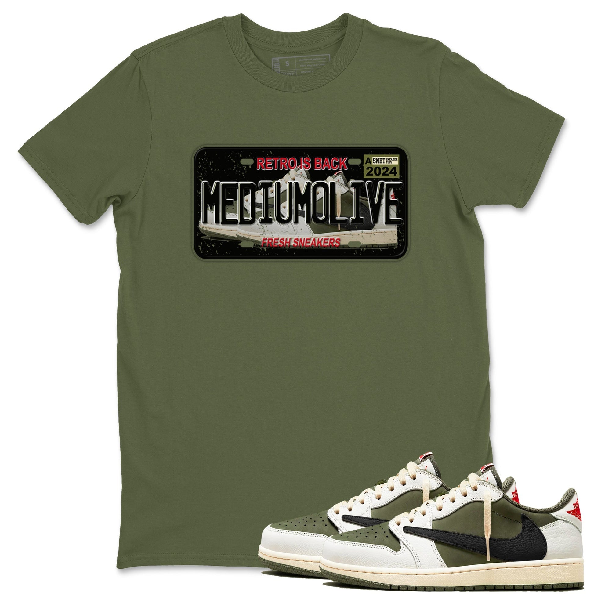 Sneaker Plate Sneaker Tees - Air Jordan 1 Travis Scott Medium Olive