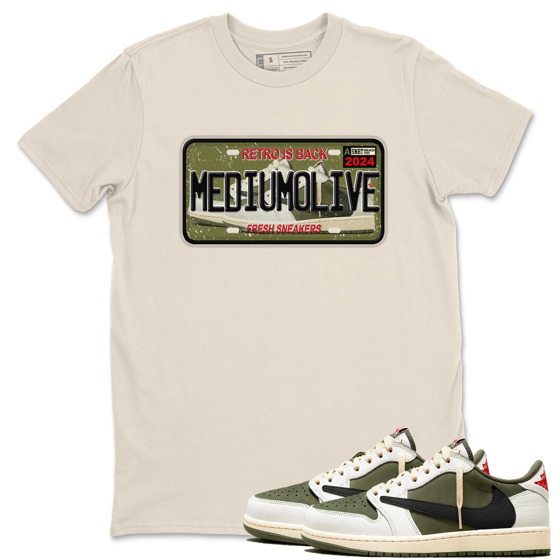 Sneaker Plate Sneaker Tees - Air Jordan 1 Travis Scott Medium Olive