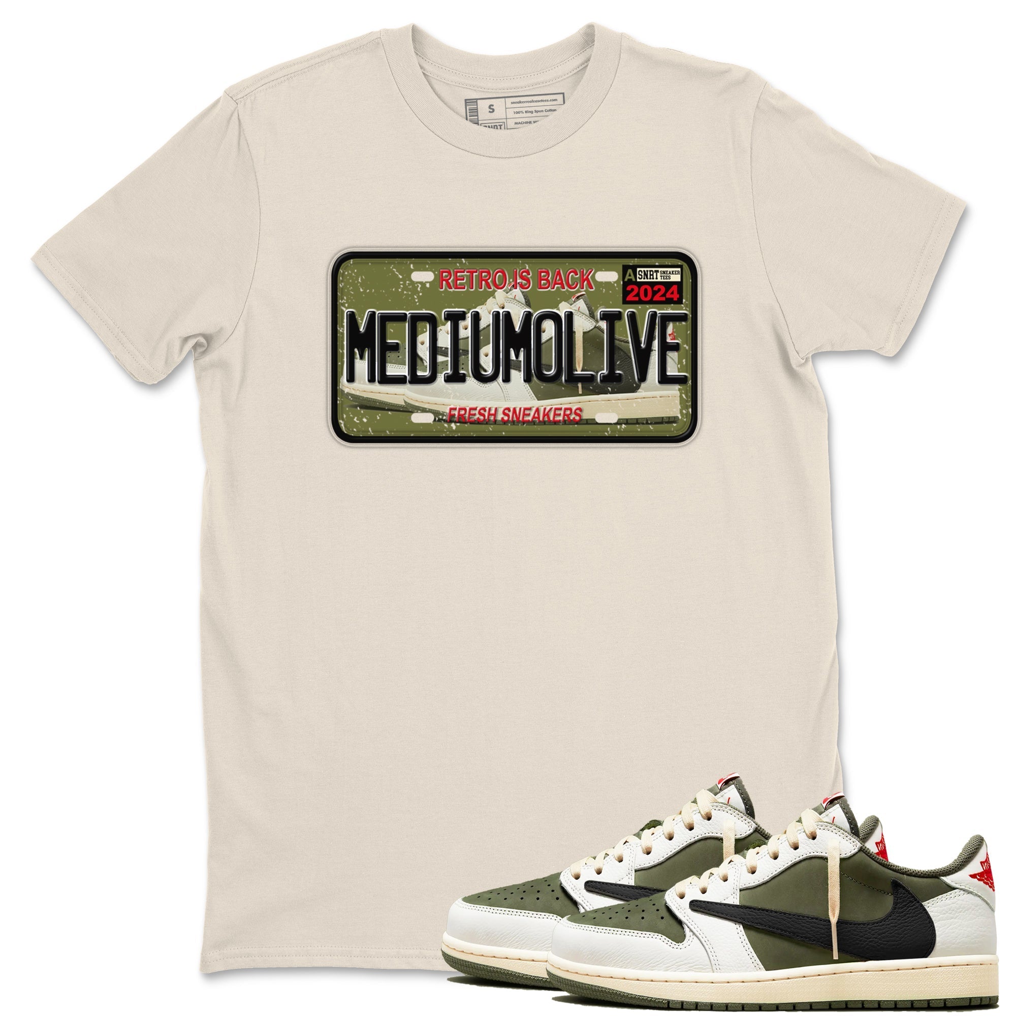 Sneaker Plate Sneaker Tees - Air Jordan 1 Travis Scott Medium Olive