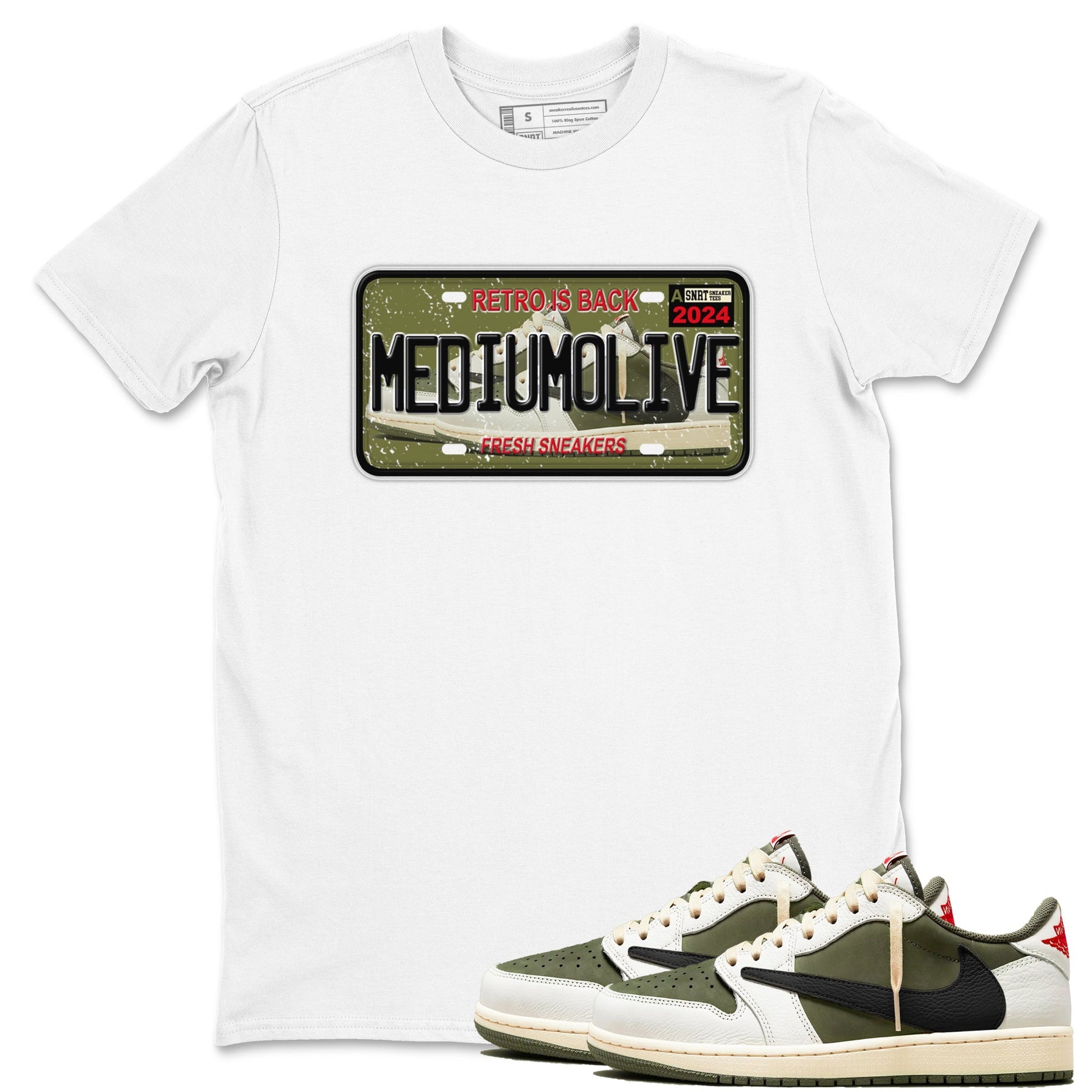 Sneaker Plate Sneaker Tees - Air Jordan 1 Travis Scott Medium Olive