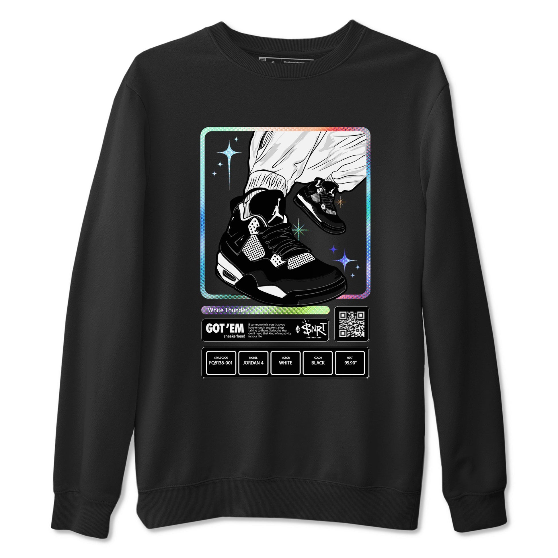 Sneaker Trading Card Sneaker Tees - Air Jordan 4 White Thunder