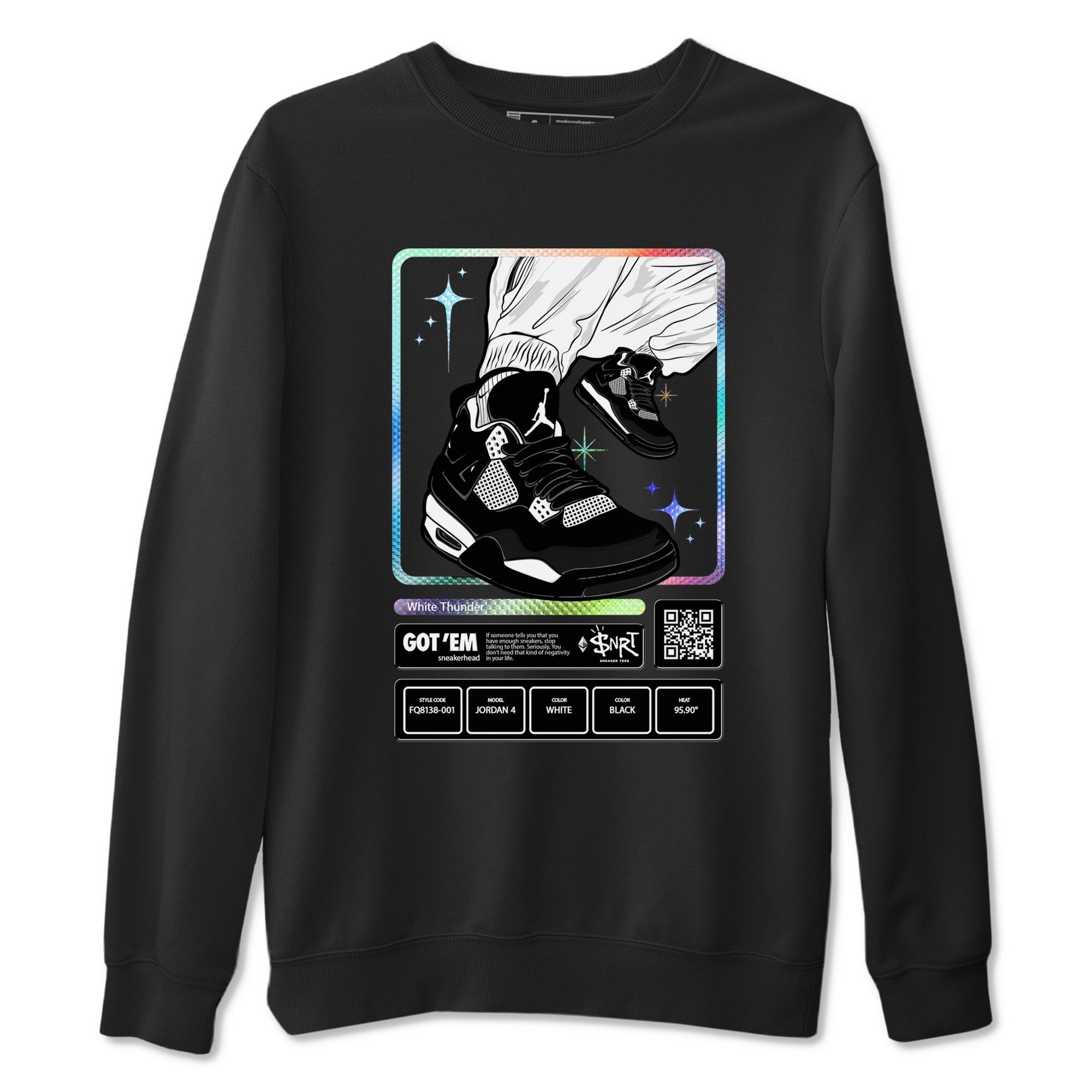 Sneaker Trading Card Sneaker Tees - Air Jordan 4 White Thunder