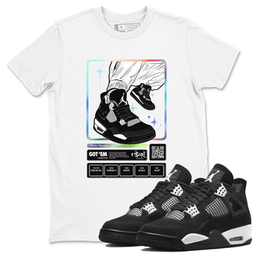 Sneaker Trading Card Sneaker Tees - Air Jordan 4 White Thunder