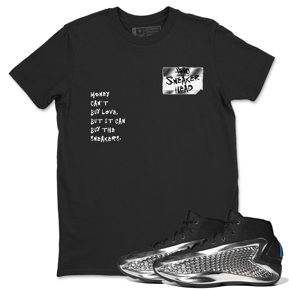 Sneakerhead Badge Sneaker Tees - AE 1 Silver Metallic