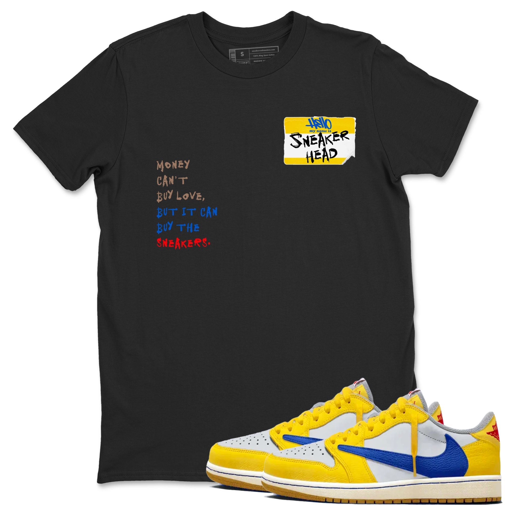 Sneakerhead Badge Sneaker Tees - Air Jordan 1 Travis Scott Canary