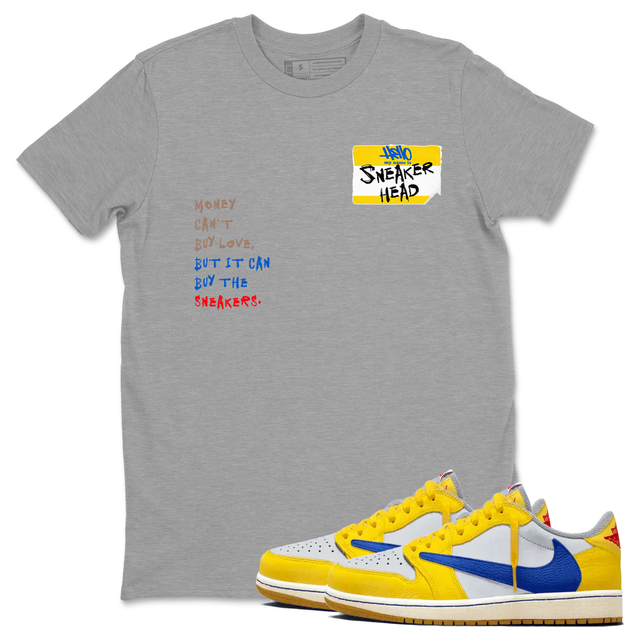 Sneakerhead Badge Sneaker Tees - Air Jordan 1 Travis Scott Canary
