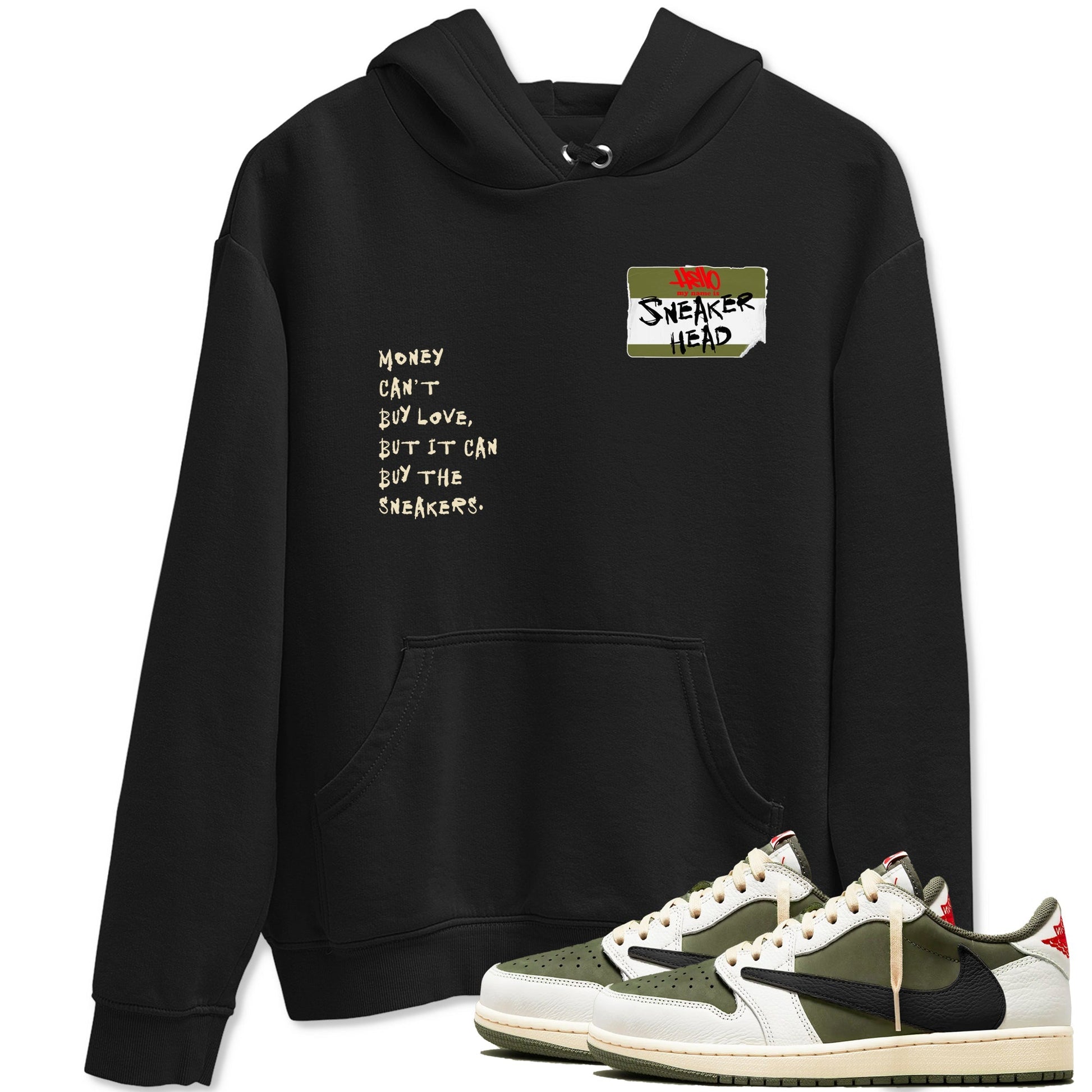 Sneakerhead Badge Sneaker Tees - Air Jordan 1 Travis Scott Medium Olive