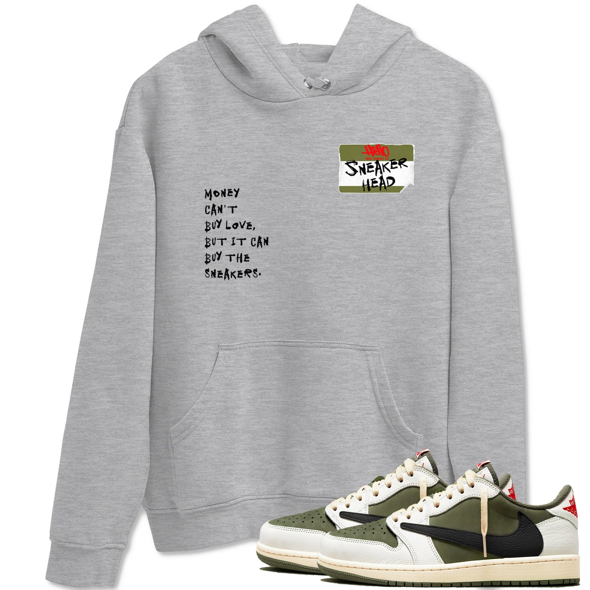 Sneakerhead Badge Sneaker Tees - Air Jordan 1 Travis Scott Medium Olive
