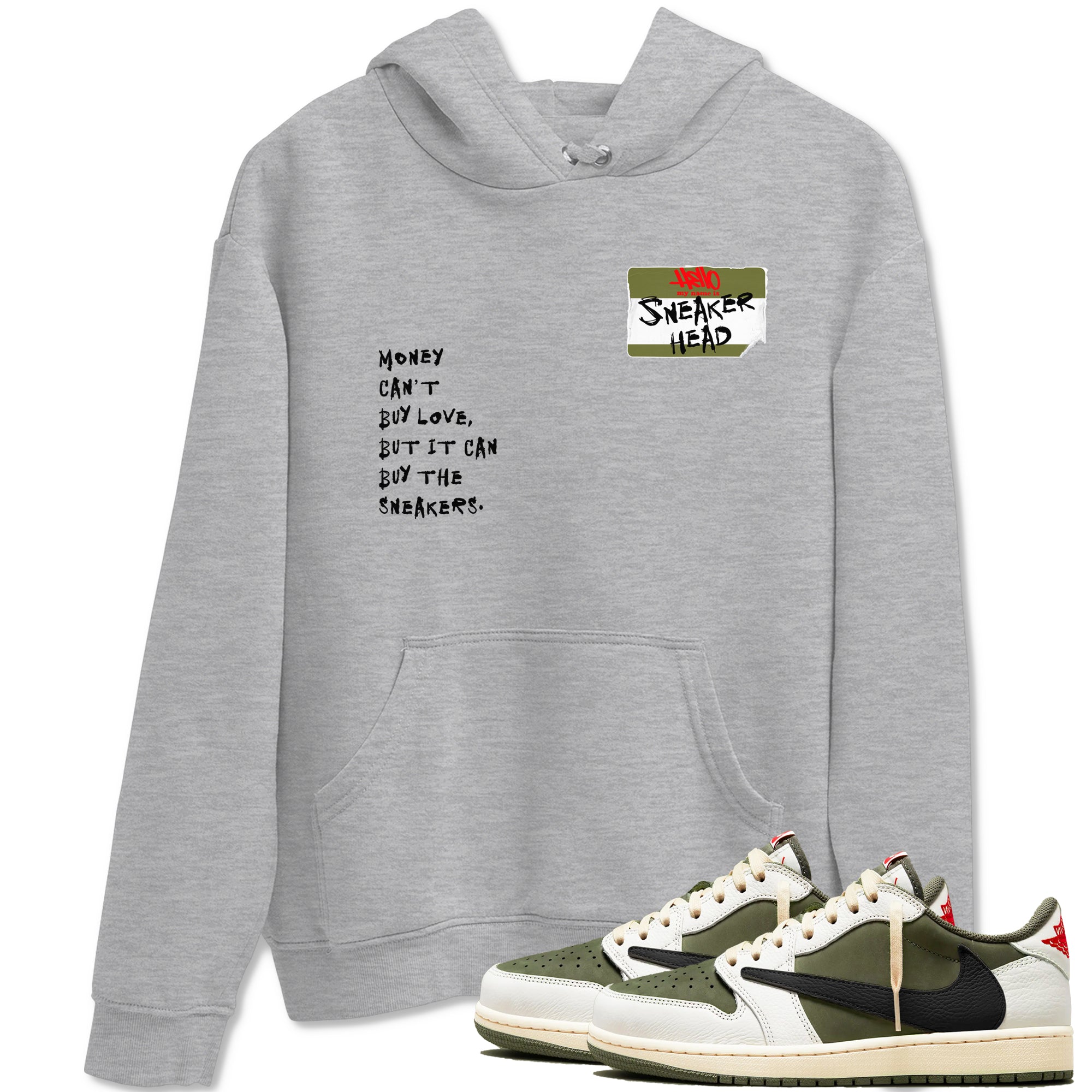 Sneakerhead Badge Sneaker Tees - Air Jordan 1 Travis Scott Medium Olive