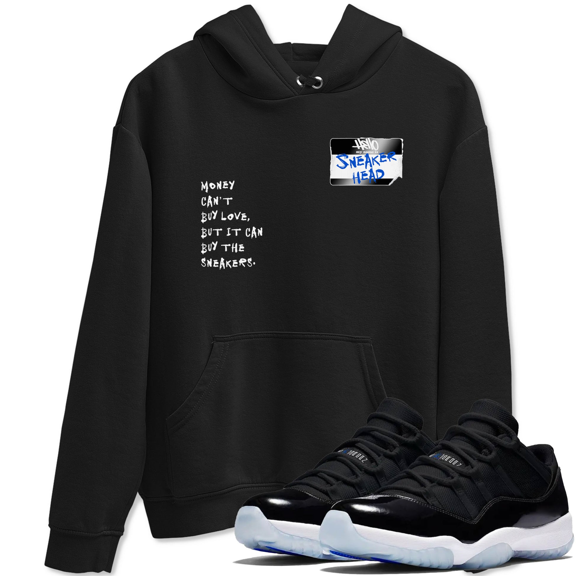 Sneakerhead Badge Sneaker Tees - Air Jordan 11 Black and Varsity Royal