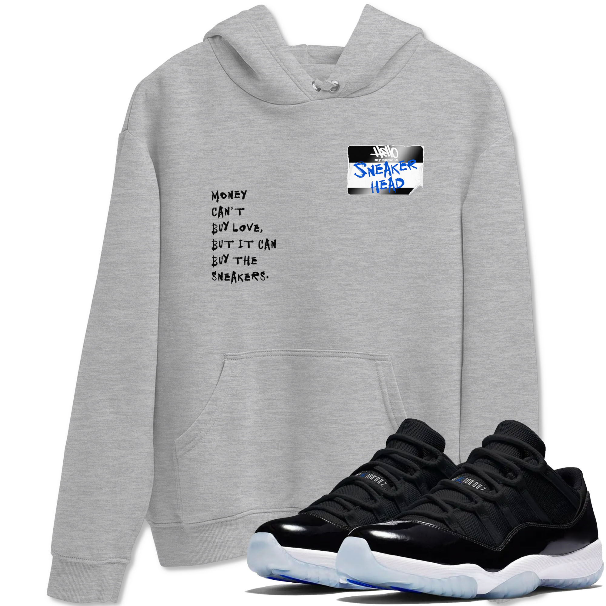 Sneakerhead Badge Sneaker Tees - Air Jordan 11 Black and Varsity Royal