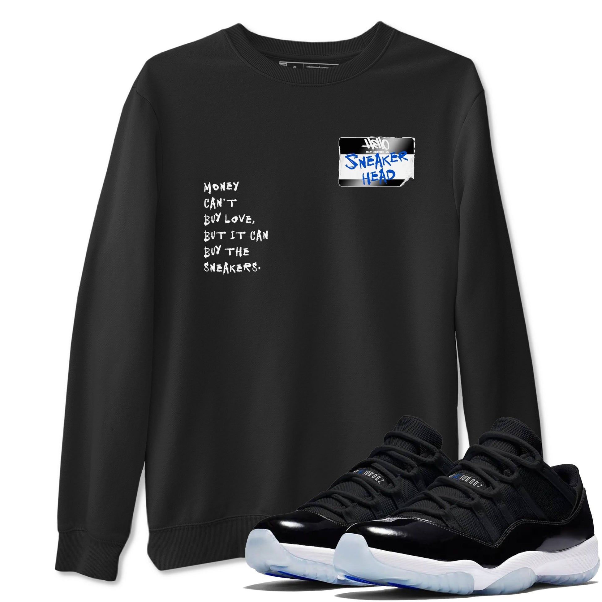 Sneakerhead Badge Sneaker Tees - Air Jordan 11 Black and Varsity Royal