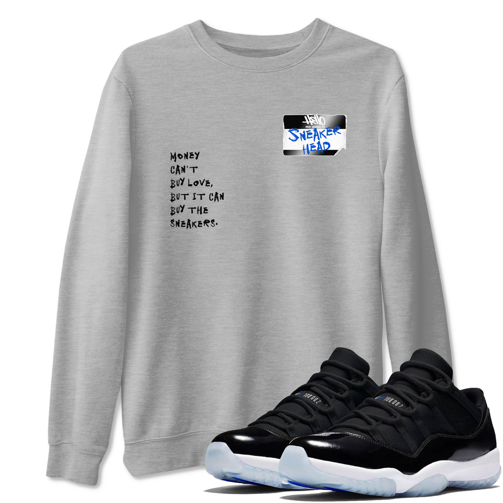 Sneakerhead Badge Sneaker Tees - Air Jordan 11 Black and Varsity Royal