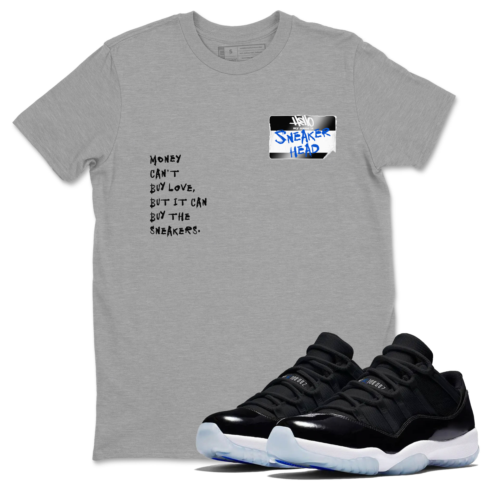 Sneakerhead Badge Sneaker Tees - Air Jordan 11 Black and Varsity Royal