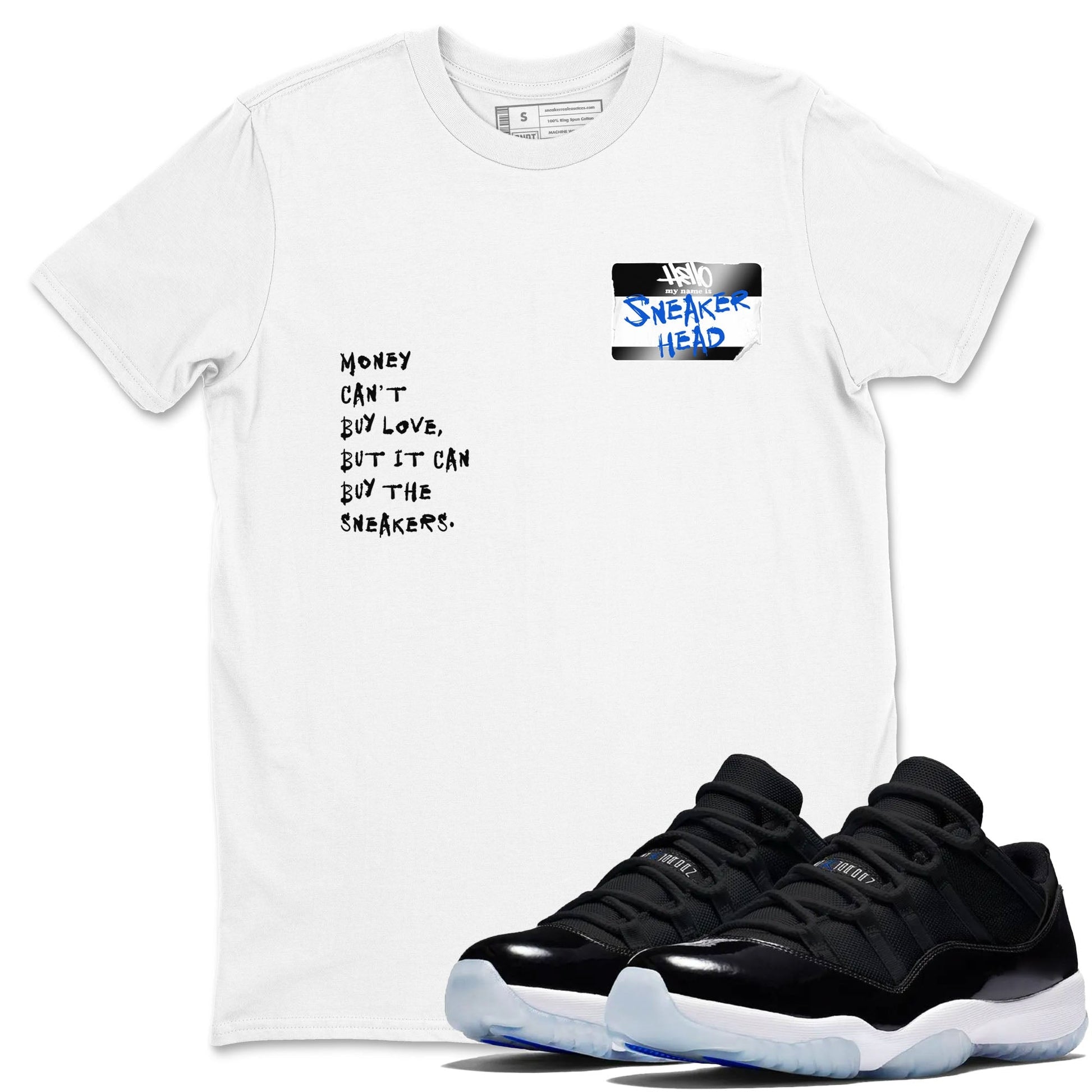 Sneakerhead Badge Sneaker Tees - Air Jordan 11 Black and Varsity Royal