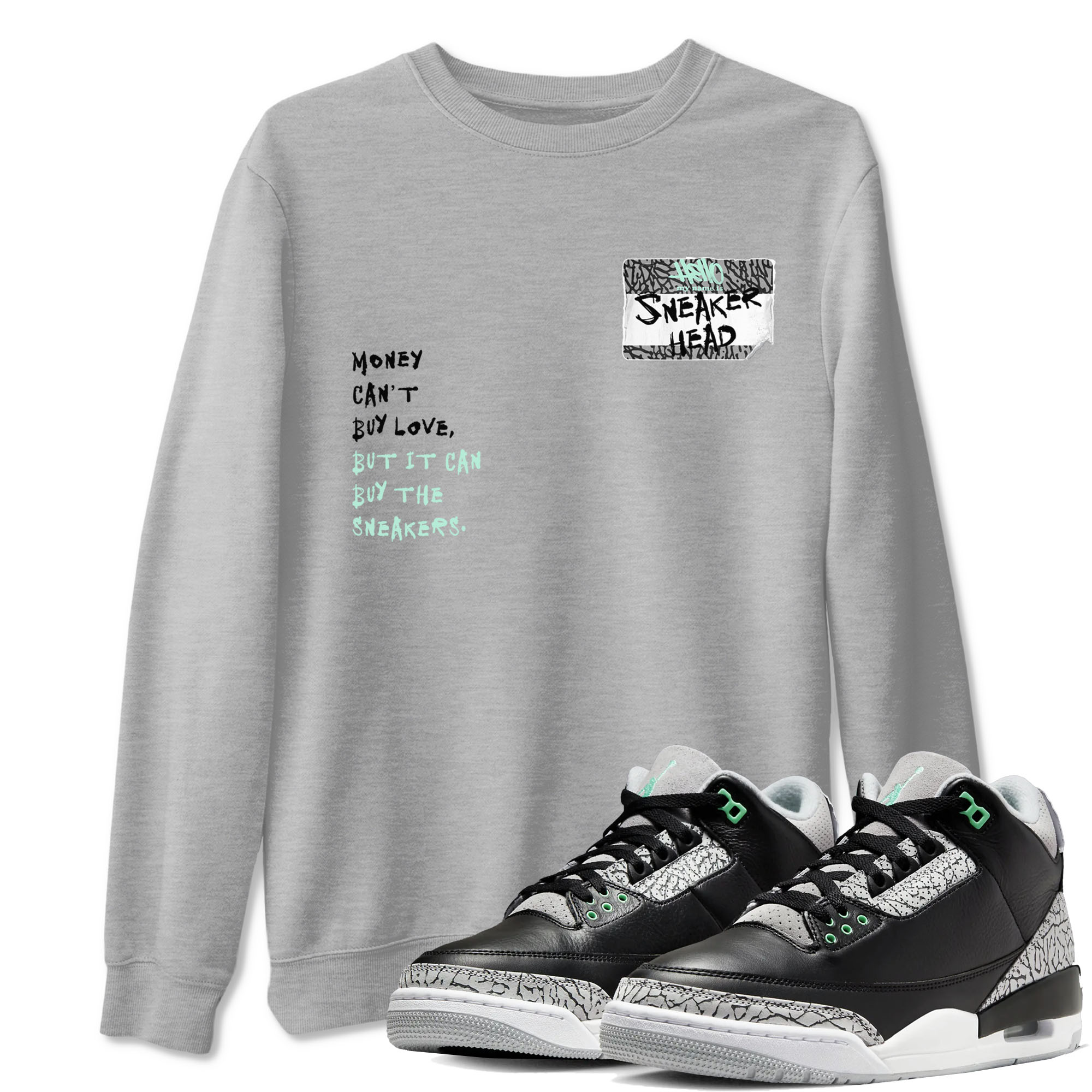 Sneakerhead Badge Sneaker Tees - Air Jordan 3 Green Glow
