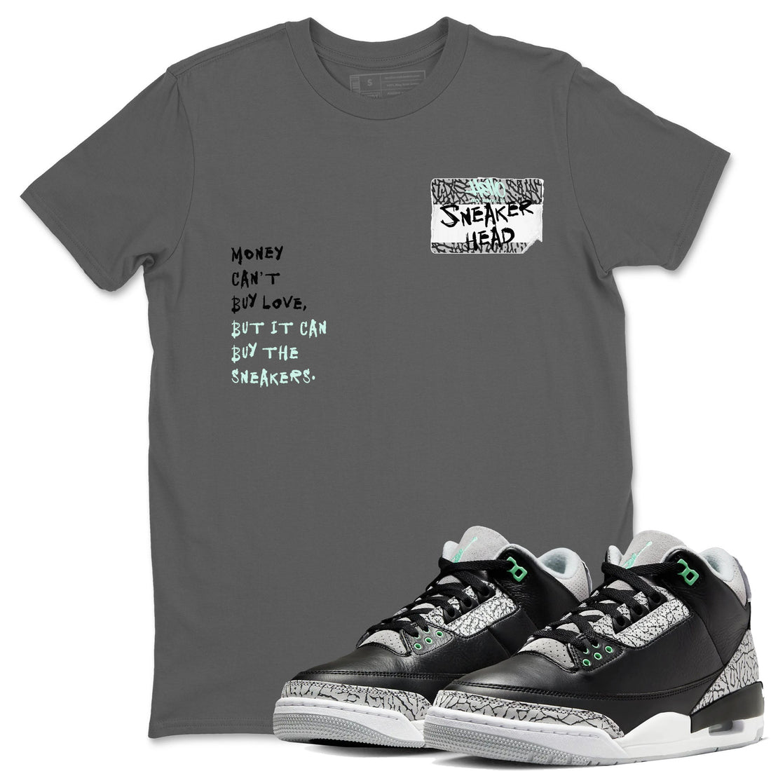 Sneakerhead Badge Sneaker Tees - Air Jordan 3 Green Glow