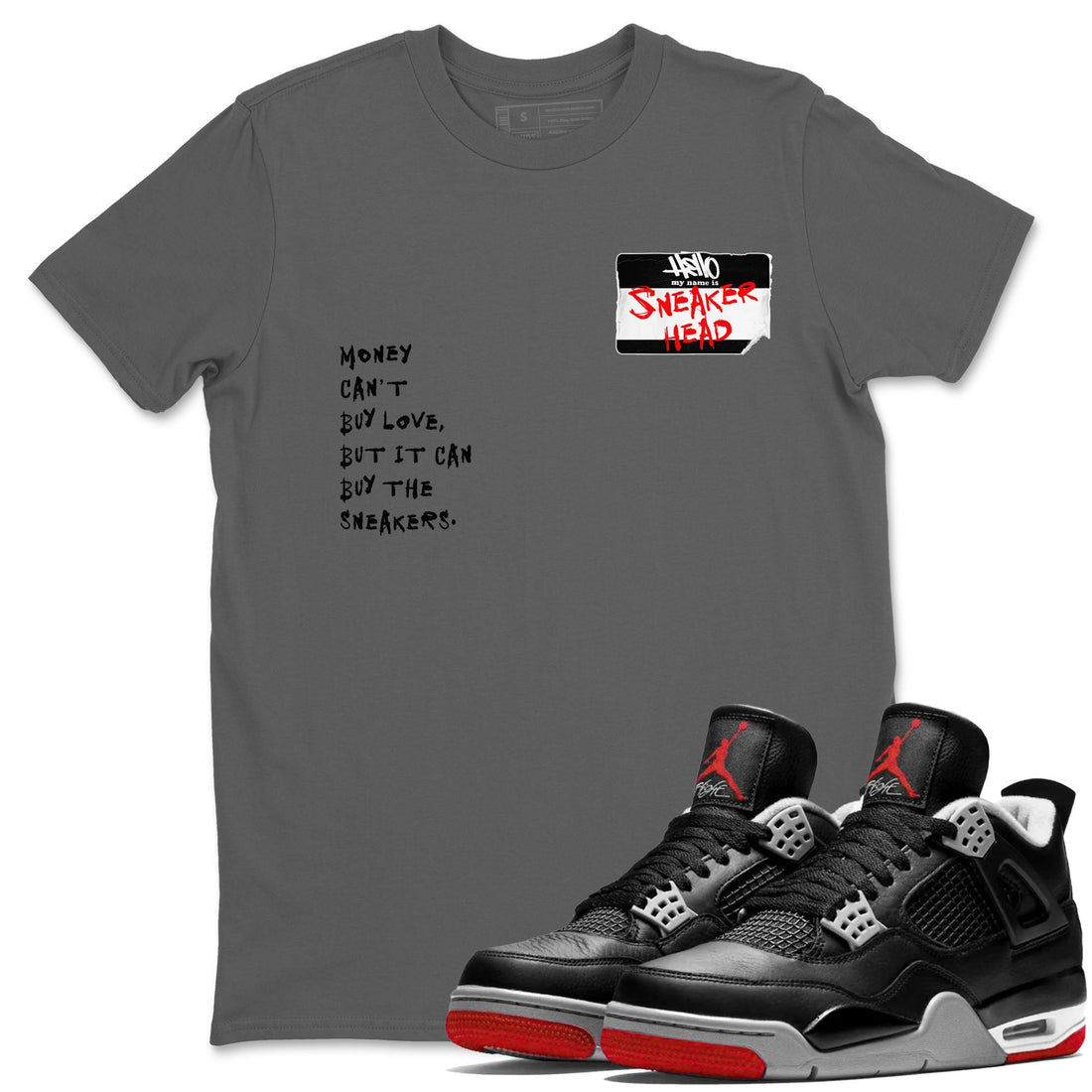 Sneakerhead Badge Sneaker Tees - Air Jordan 4 Bred Reimagined