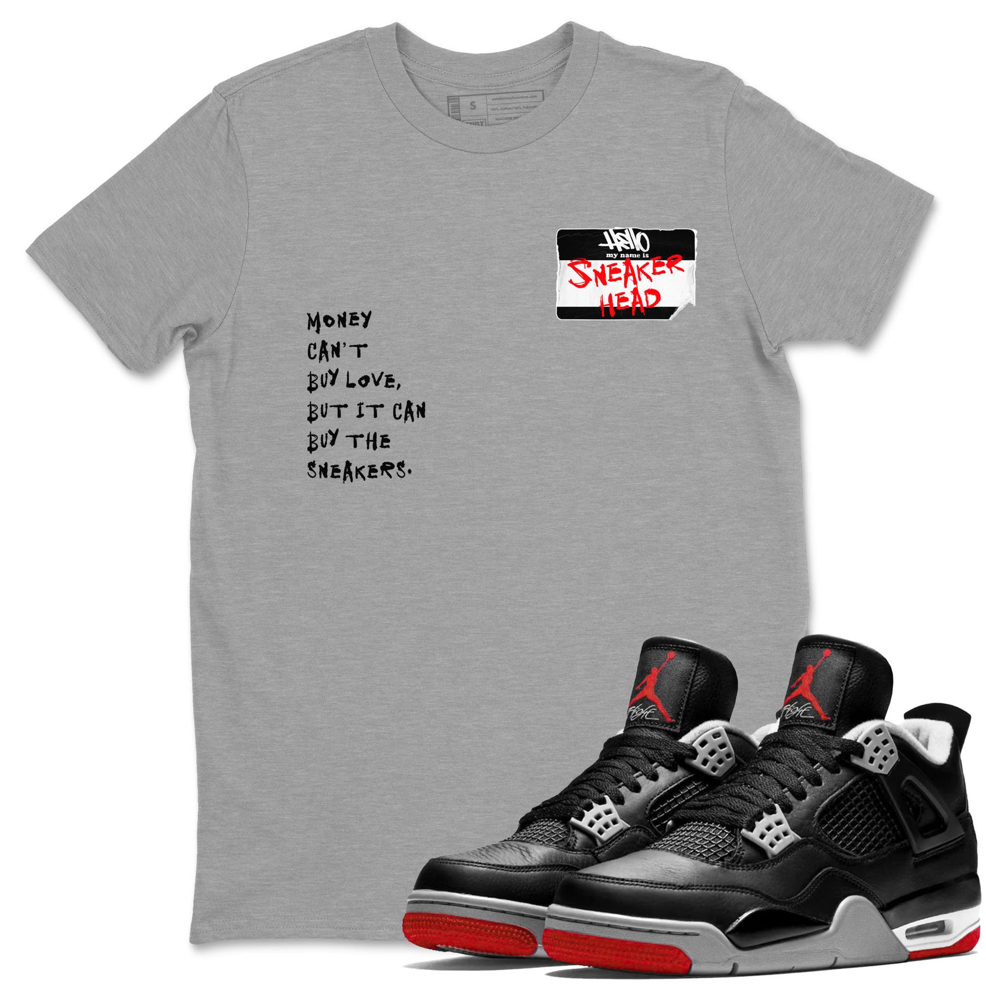 Sneakerhead Badge Sneaker Tees - Air Jordan 4 Bred Reimagined