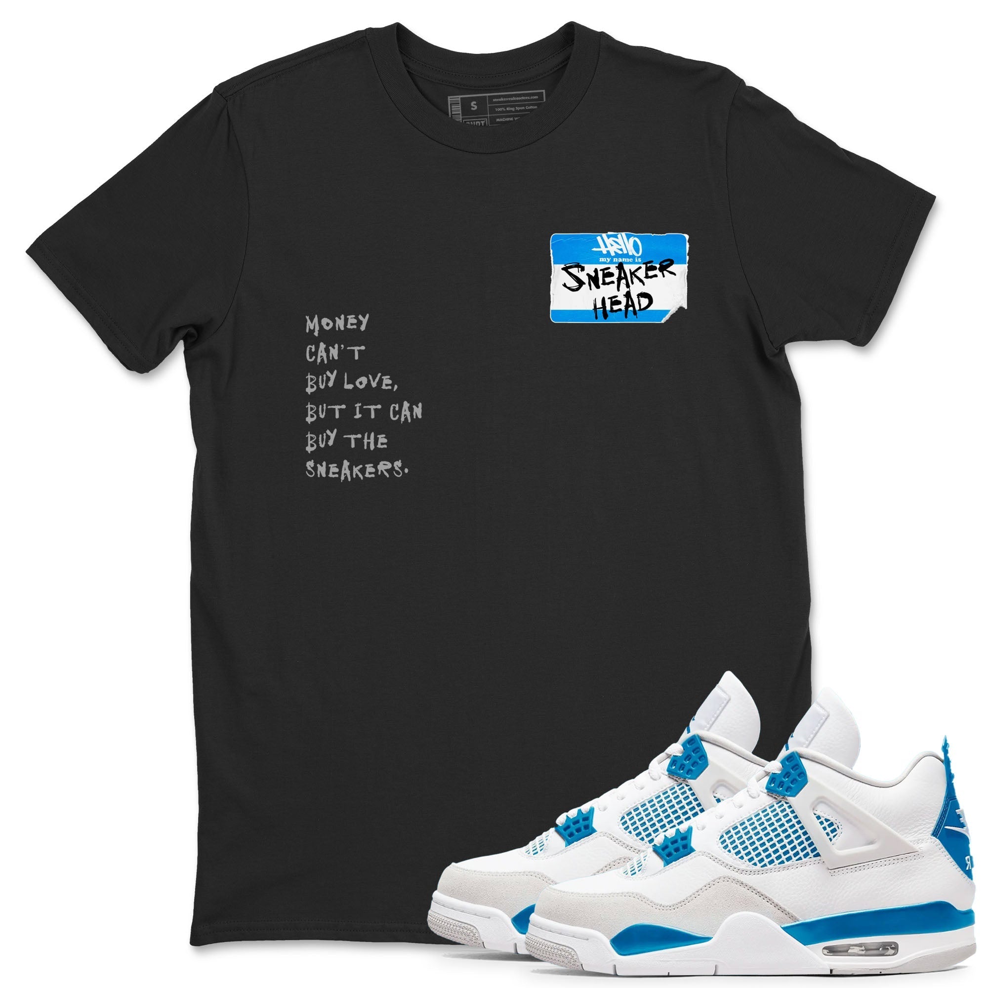 Sneakerhead Badge Sneaker Tees - Air Jordan 4 Military Blue