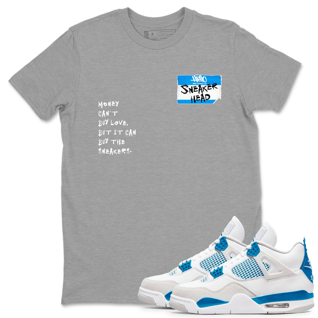 Sneakerhead Badge Sneaker Tees - Air Jordan 4 Military Blue