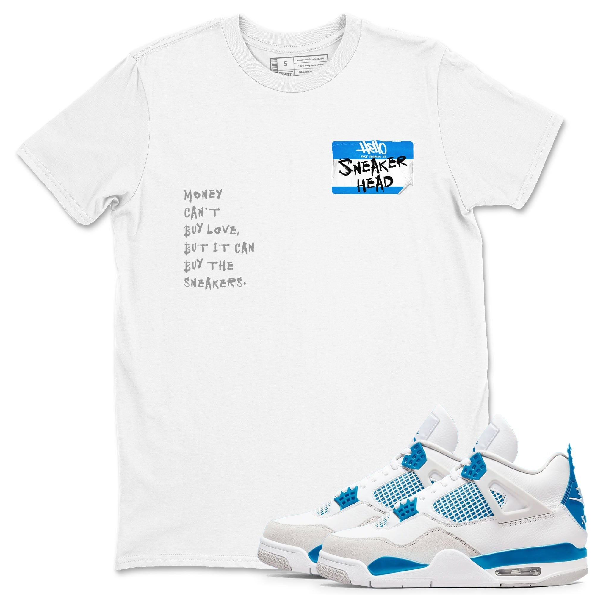 Sneakerhead Badge Sneaker Tees - Air Jordan 4 Military Blue