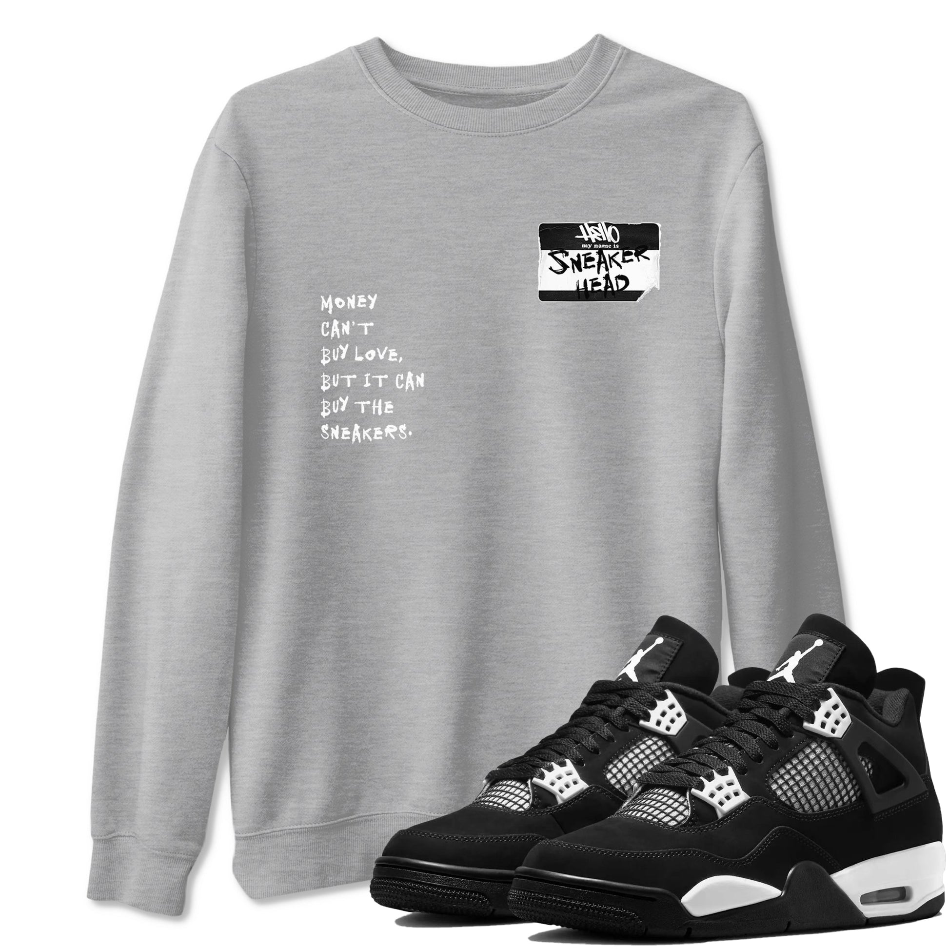 Sneakerhead Badge Sneaker Tees - Air Jordan 4 White Thunder
