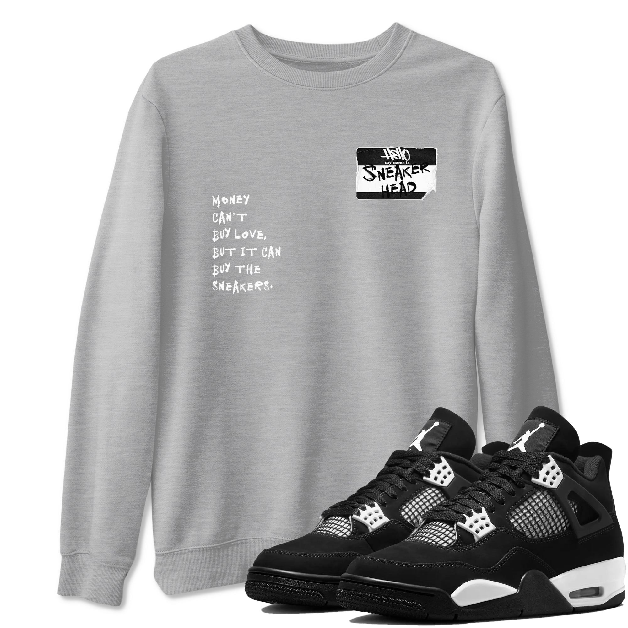 Sneakerhead Badge Sneaker Tees - Air Jordan 4 White Thunder