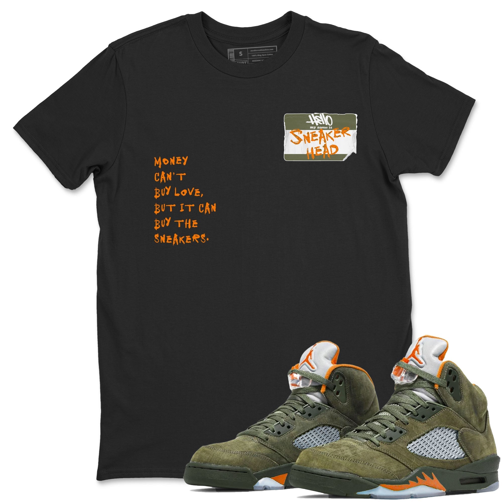 Sneakerhead Badge Sneaker Tees - Air Jordan 5 Olive