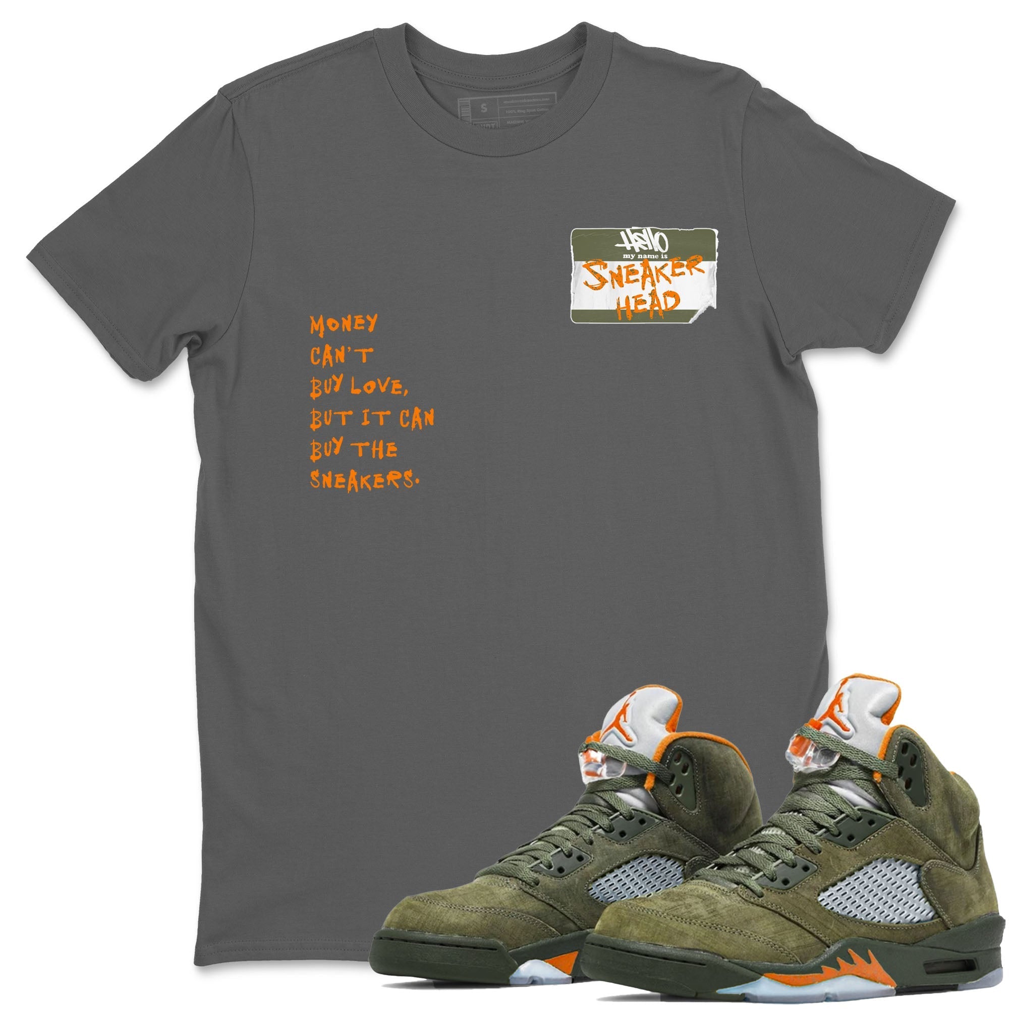 Sneakerhead Badge Sneaker Tees - Air Jordan 5 Olive