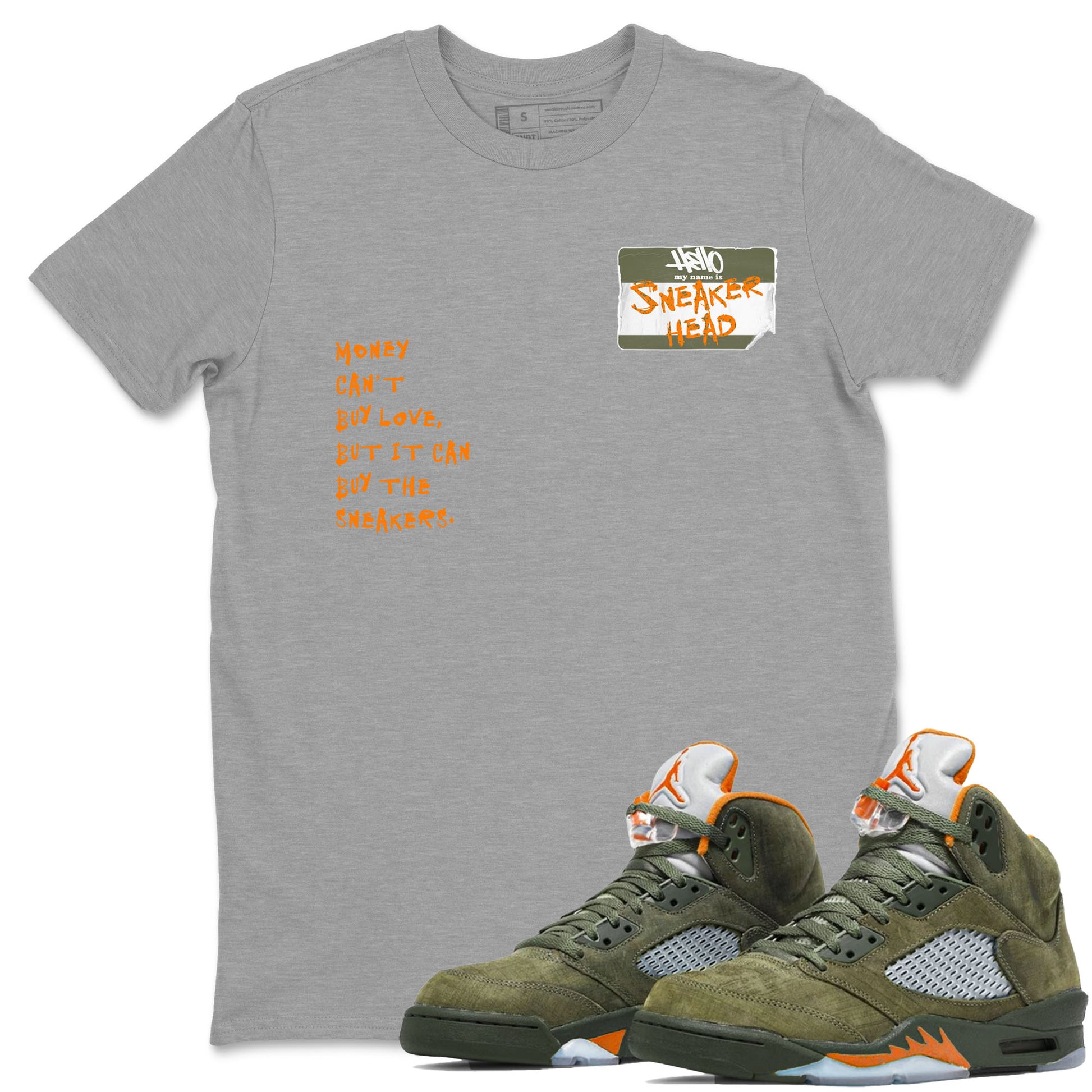Sneakerhead Badge Sneaker Tees - Air Jordan 5 Olive