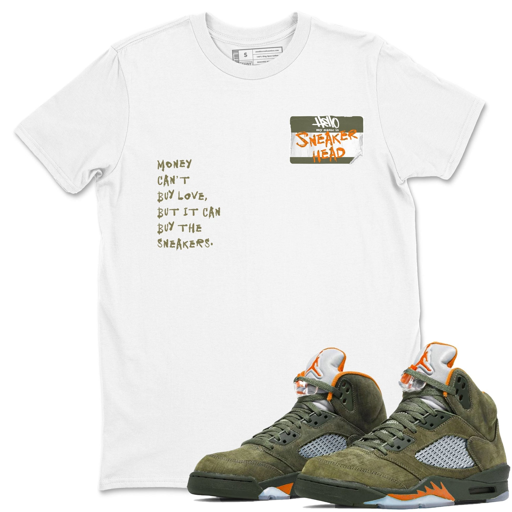 Sneakerhead Badge Sneaker Tees - Air Jordan 5 Olive