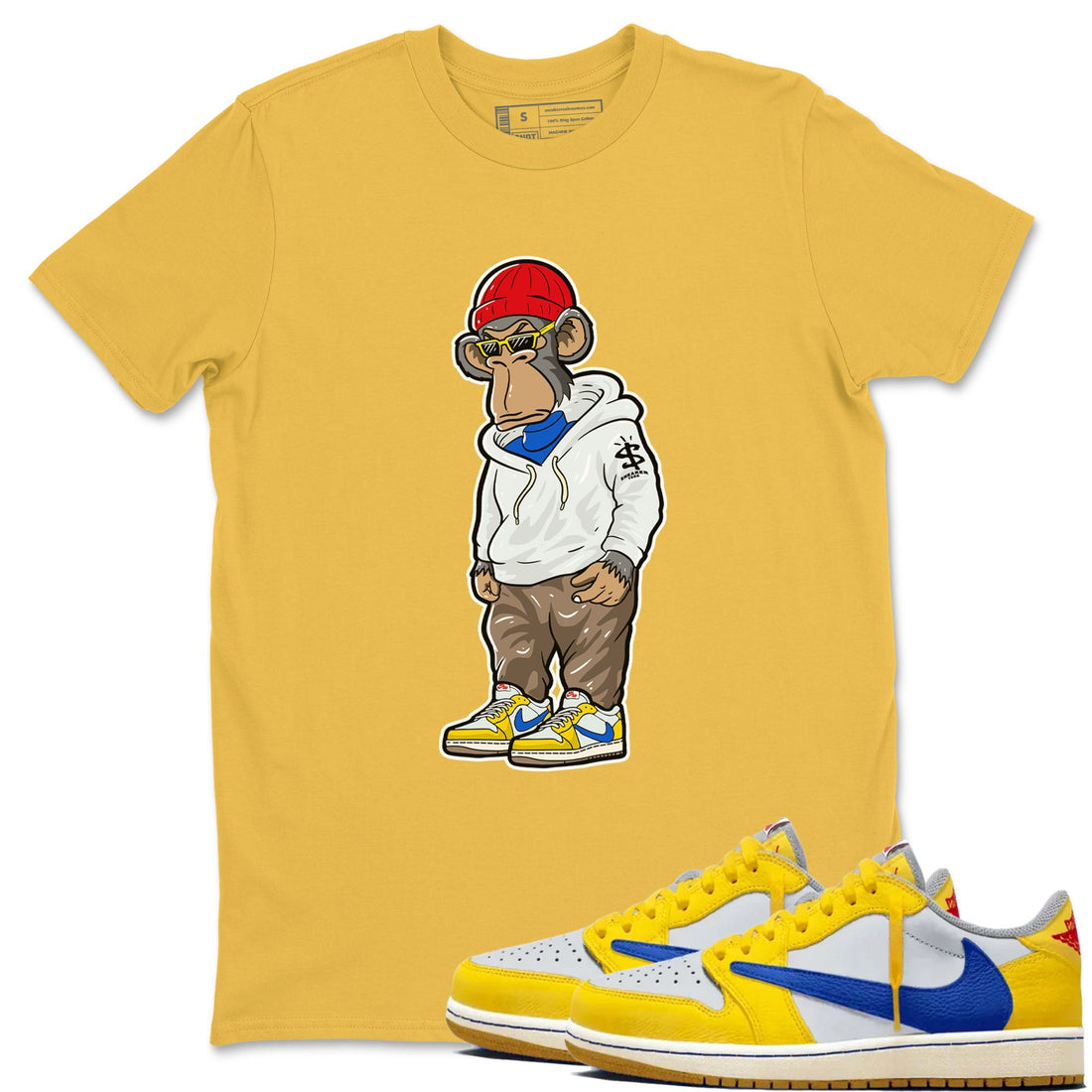 Sneakerhead Monkey Sneaker Tees - Air Jordan 1 Travis Scott Canary