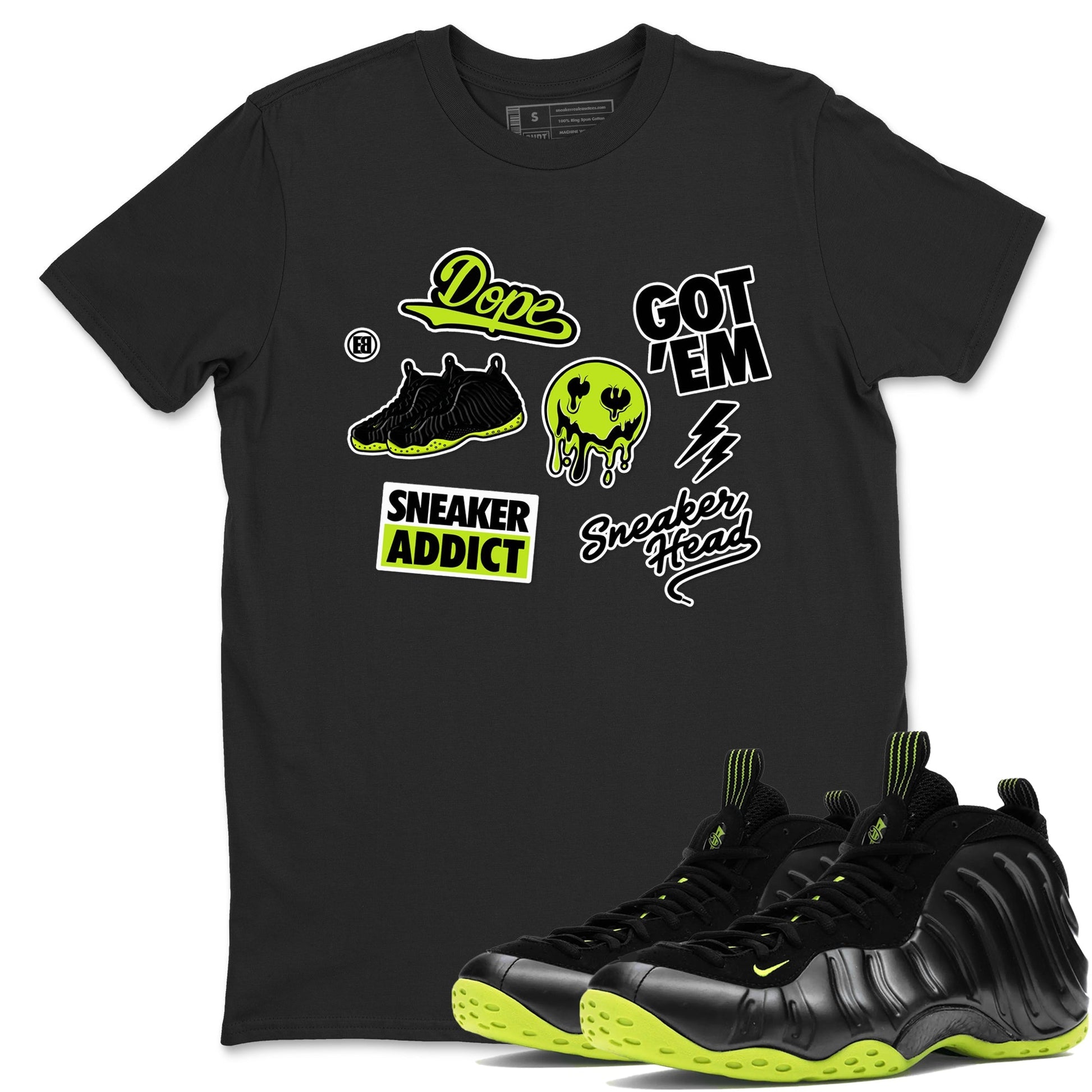 Sneakerhead Sticker Sneaker Tees - Air Foamposite One Black Volt