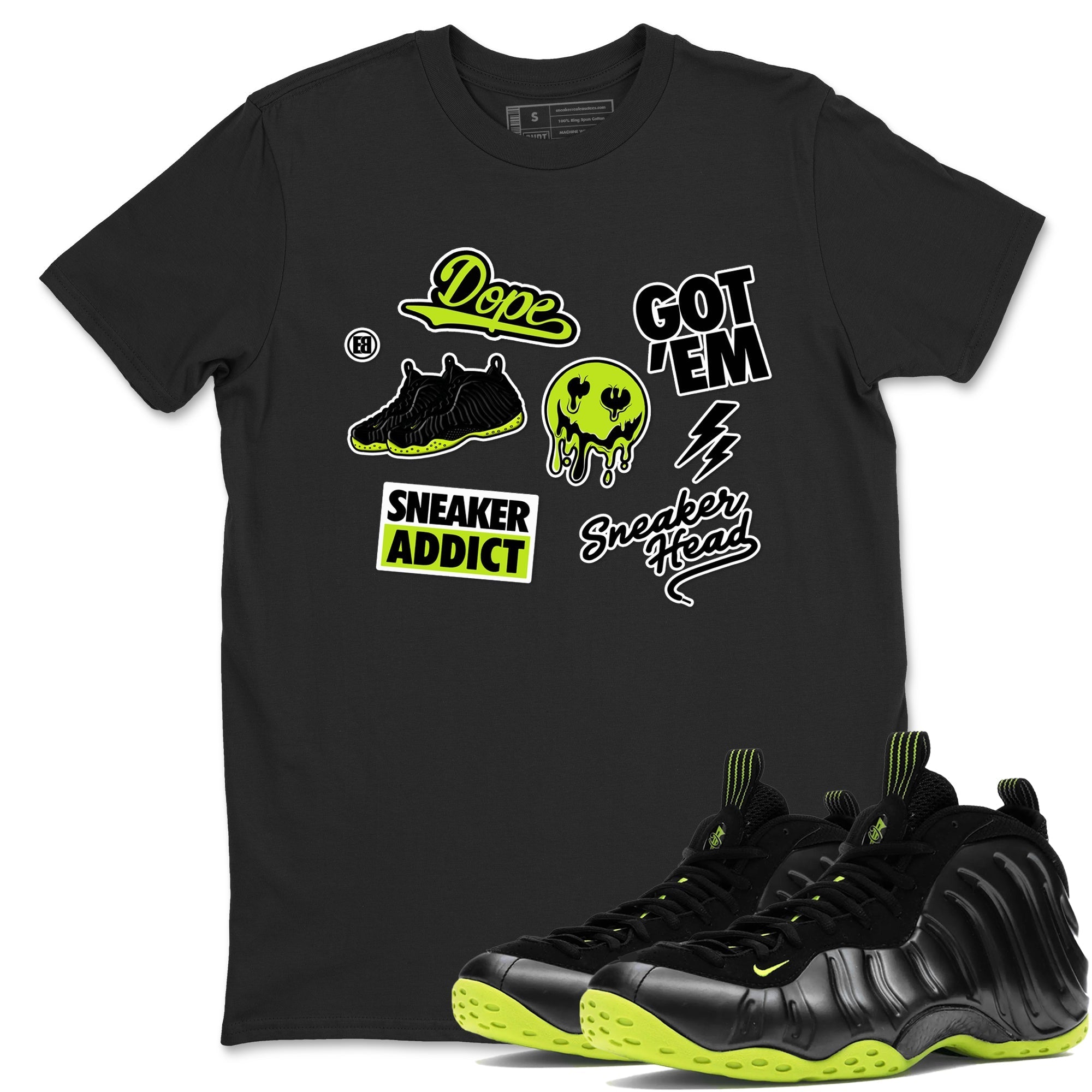Sneakerhead Sticker Sneaker Tees - Air Foamposite One Black Volt