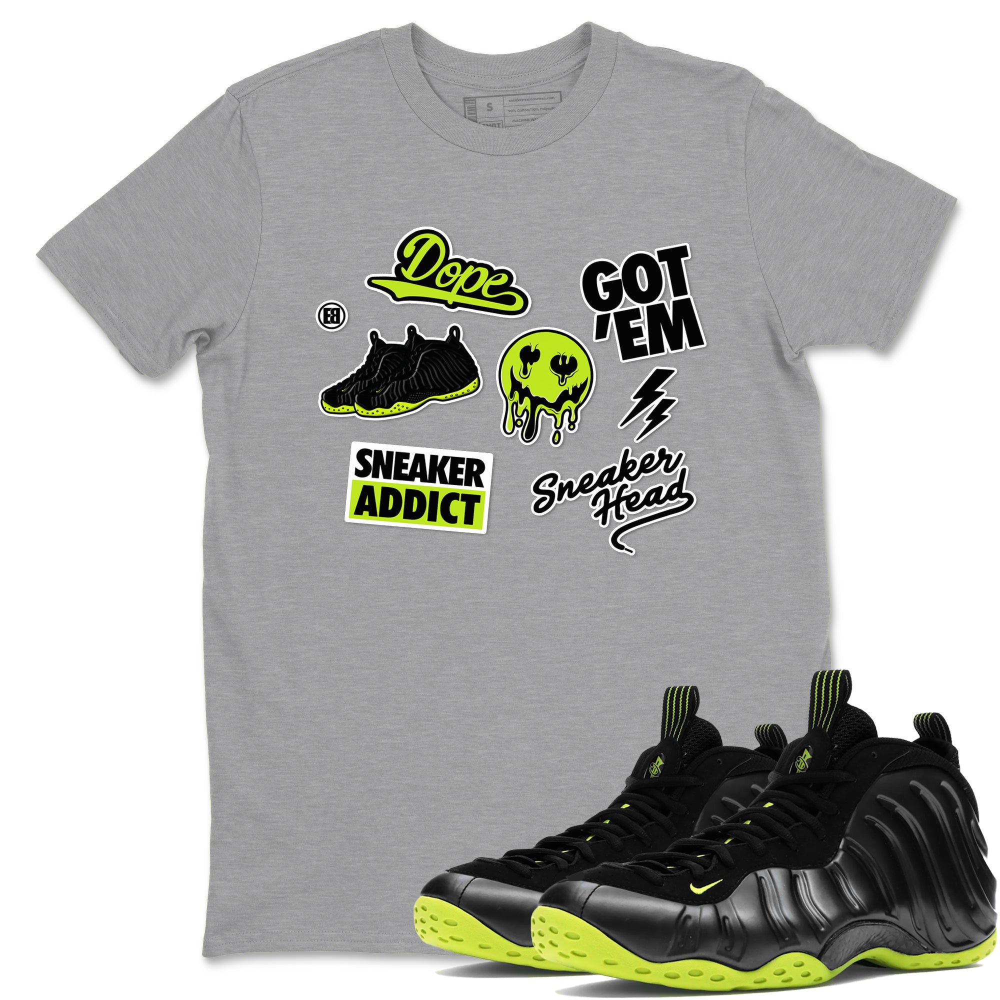 Sneakerhead Sticker Sneaker Tees - Air Foamposite One Black Volt