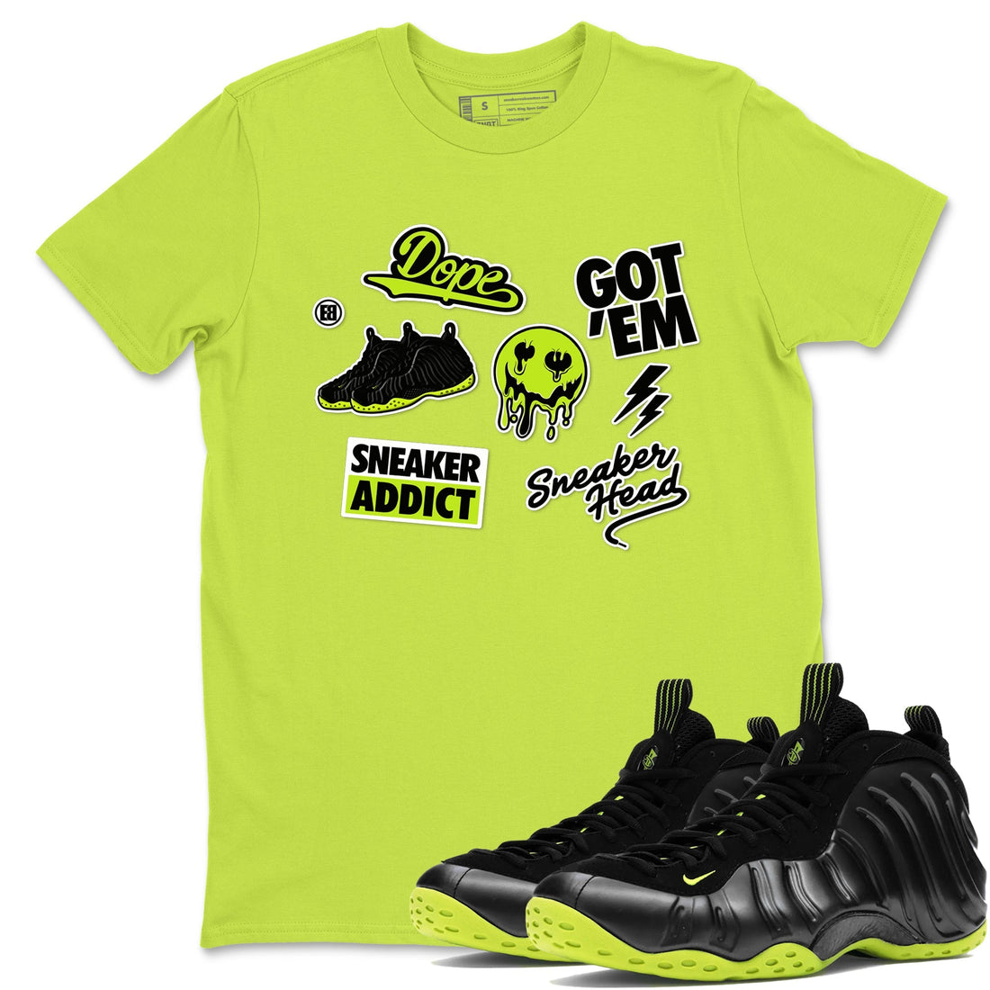 Sneakerhead Sticker Sneaker Tees - Air Foamposite One Black Volt