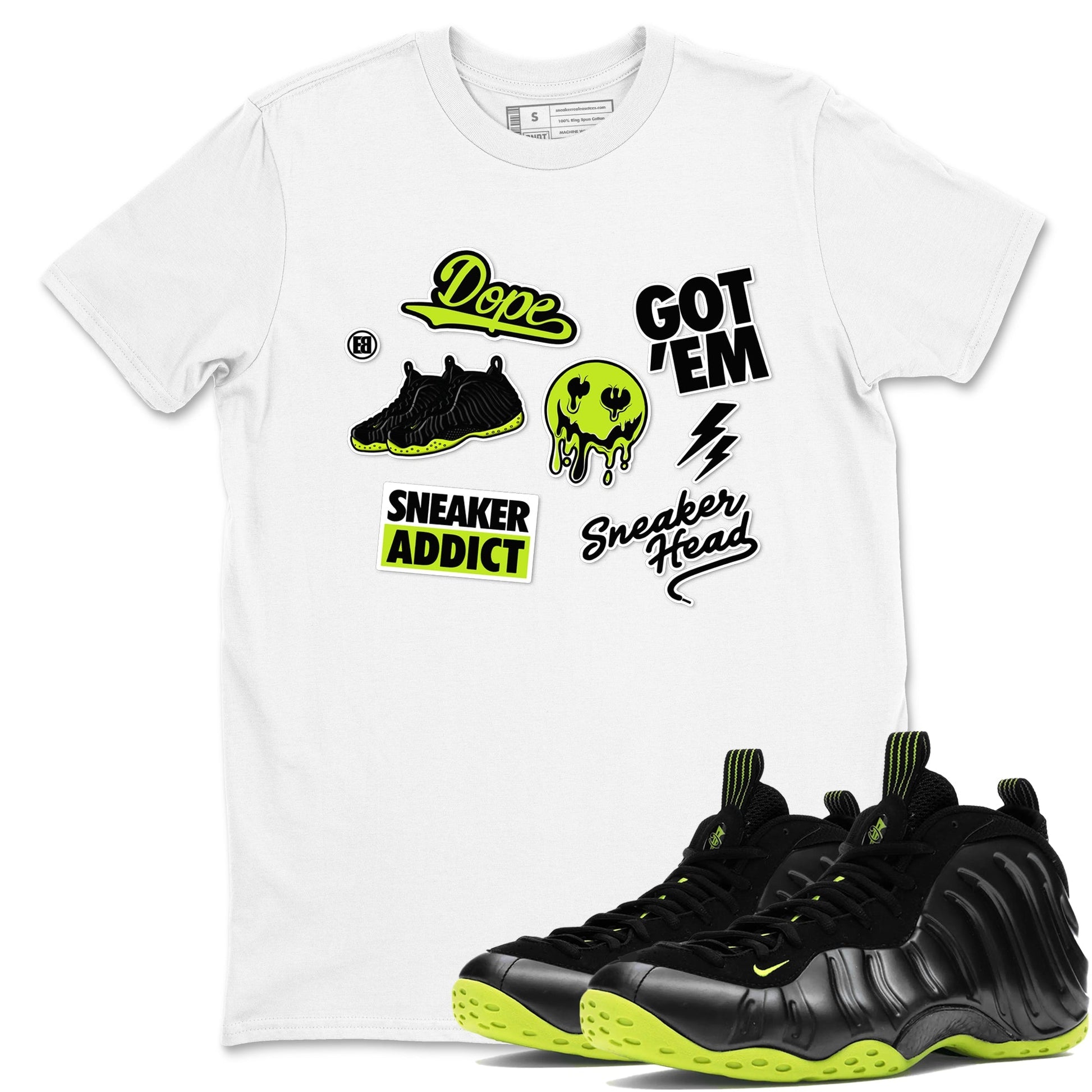 Sneakerhead Sticker Sneaker Tees - Air Foamposite One Black Volt