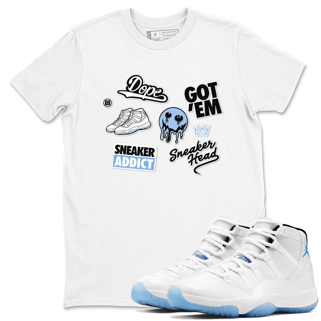 Sneakerhead Sticker Sneaker Tees - Air Jordan 11 Legend Blue