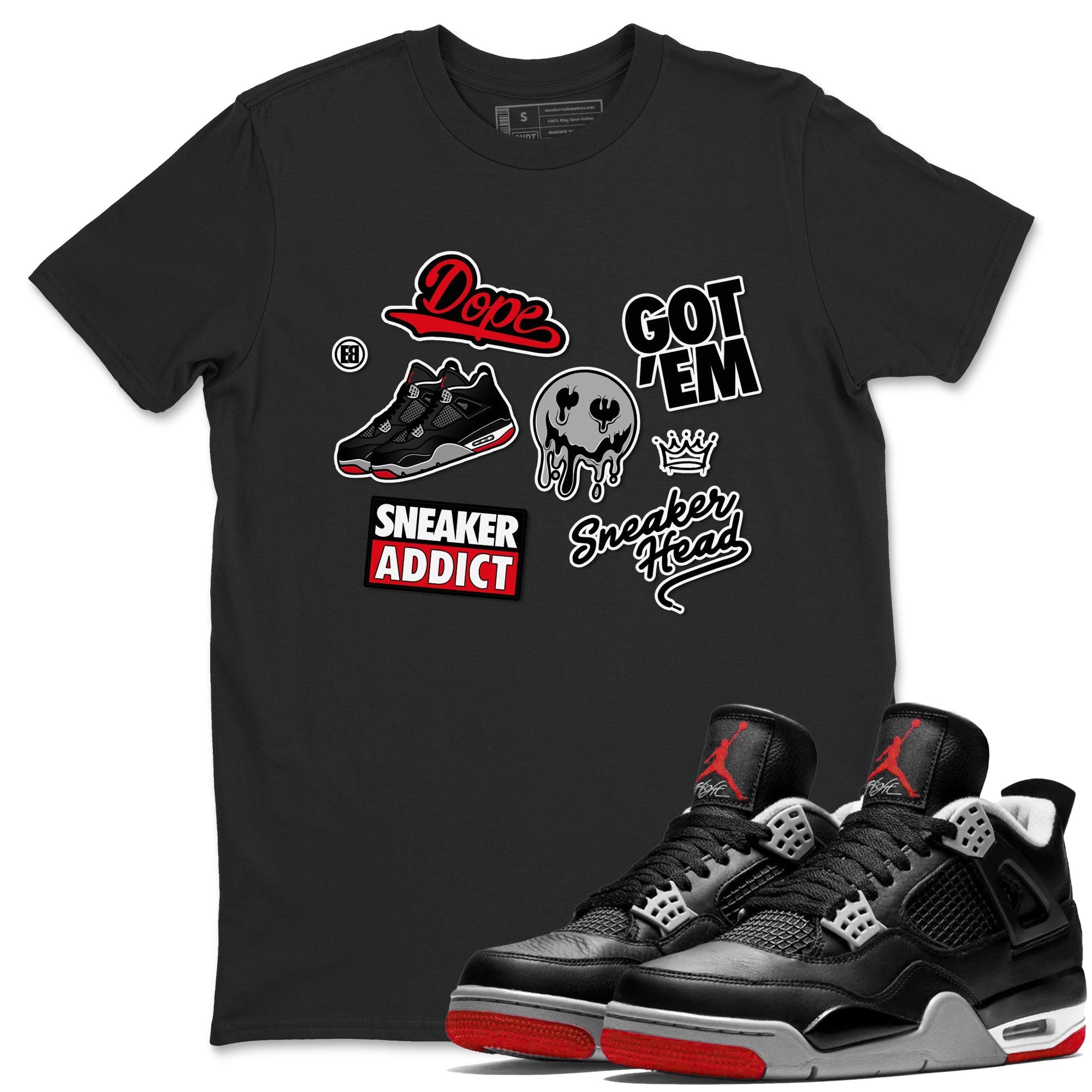 Sneakerhead Sticker Sneaker Tees - Air Jordan 4 Bred Reimagined