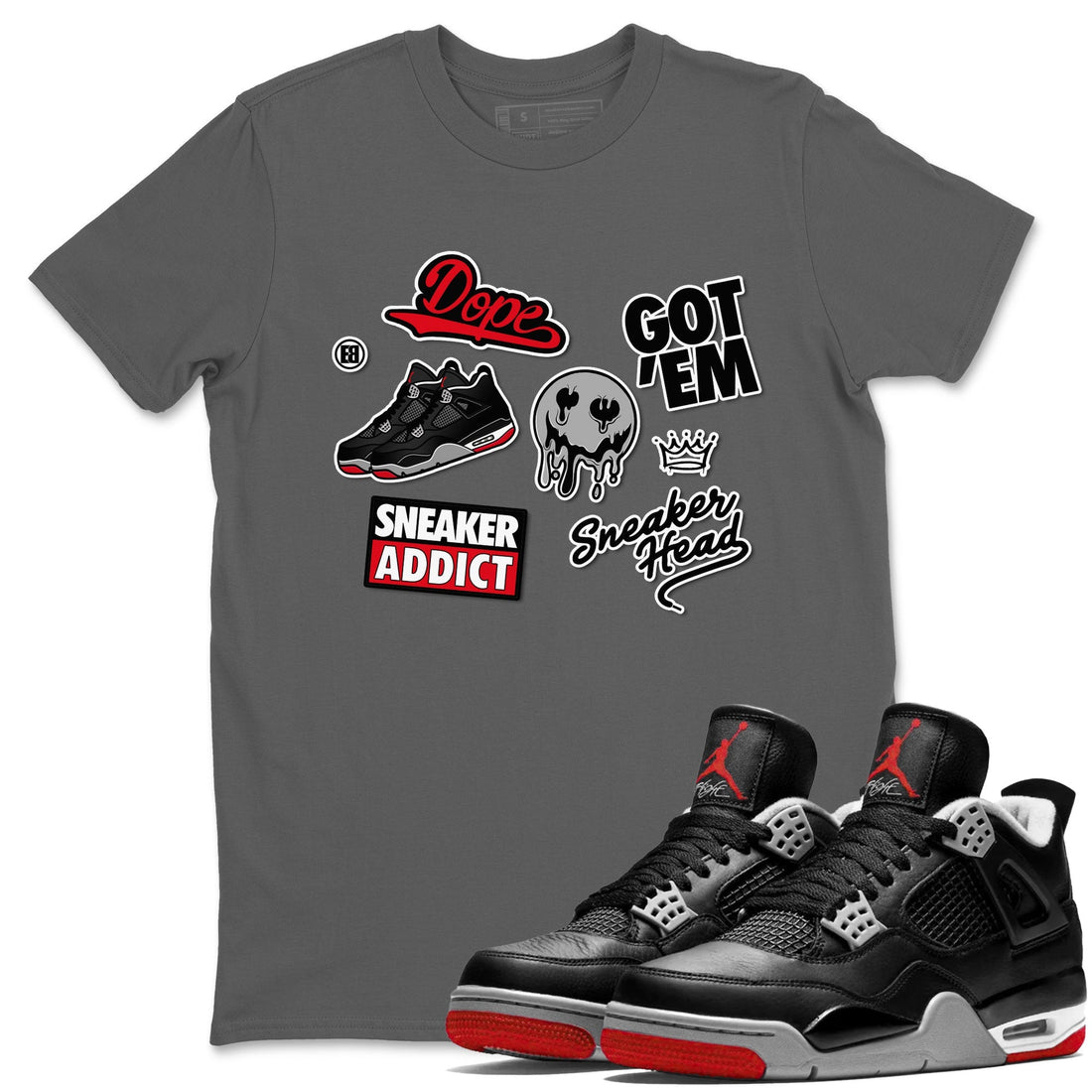 Sneakerhead Sticker Sneaker Tees - Air Jordan 4 Bred Reimagined