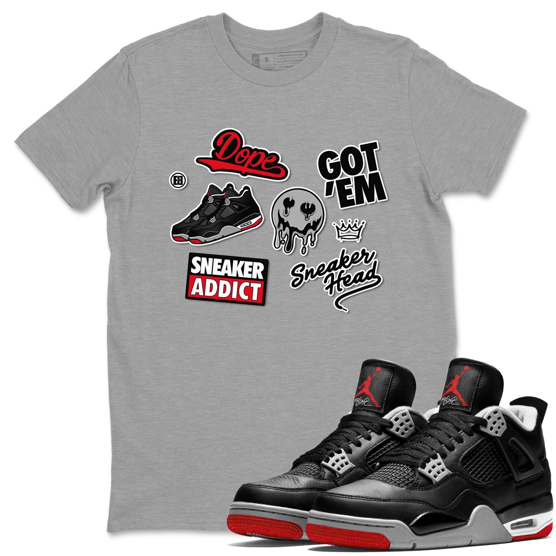 Sneakerhead Sticker Sneaker Tees - Air Jordan 4 Bred Reimagined
